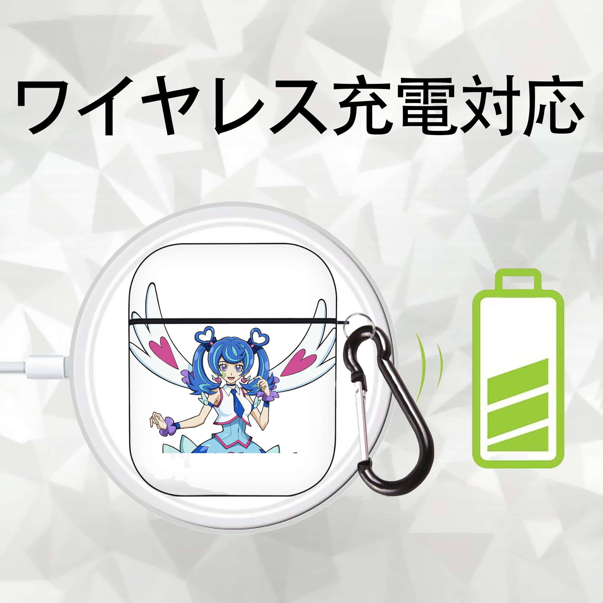 遊☆戯☆王 Yu-Gi-Oh! AirPods 第2世代保護ケース ハードシェル ブラック 耐衝撃・防指紋・カラビナ付き