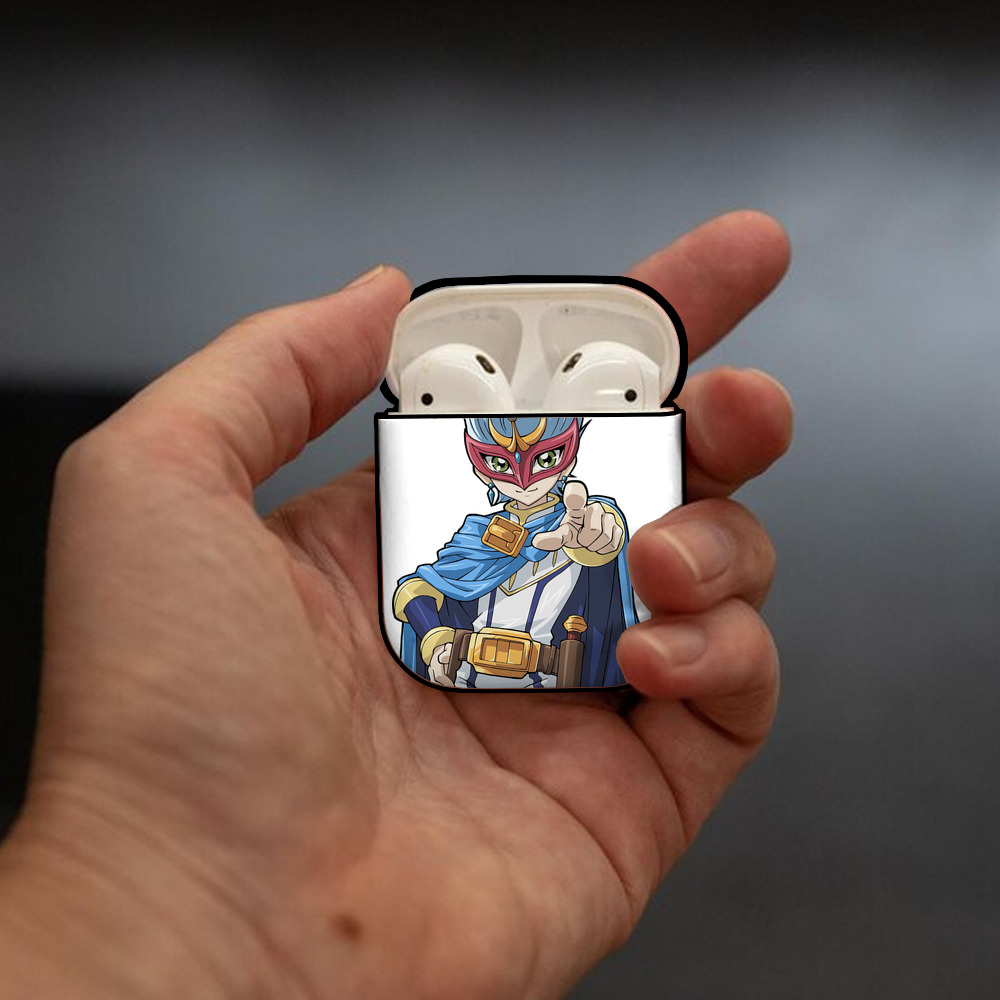 遊☆戯☆王 Yu-Gi-Oh! AirPods 第2世代保護ケース ハードシェル ブラック 耐衝撃・防指紋・カラビナ付き