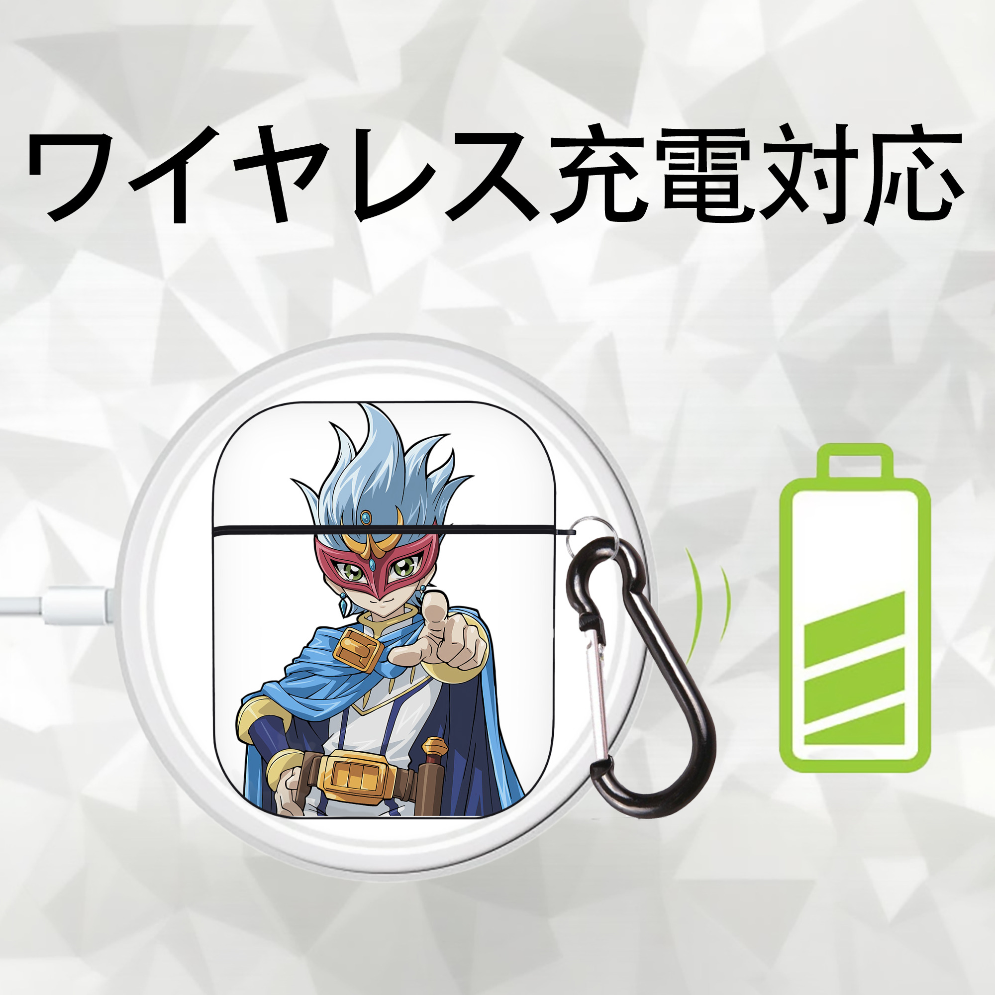 遊☆戯☆王 Yu-Gi-Oh! AirPods 第2世代保護ケース ハードシェル ブラック 耐衝撃・防指紋・カラビナ付き