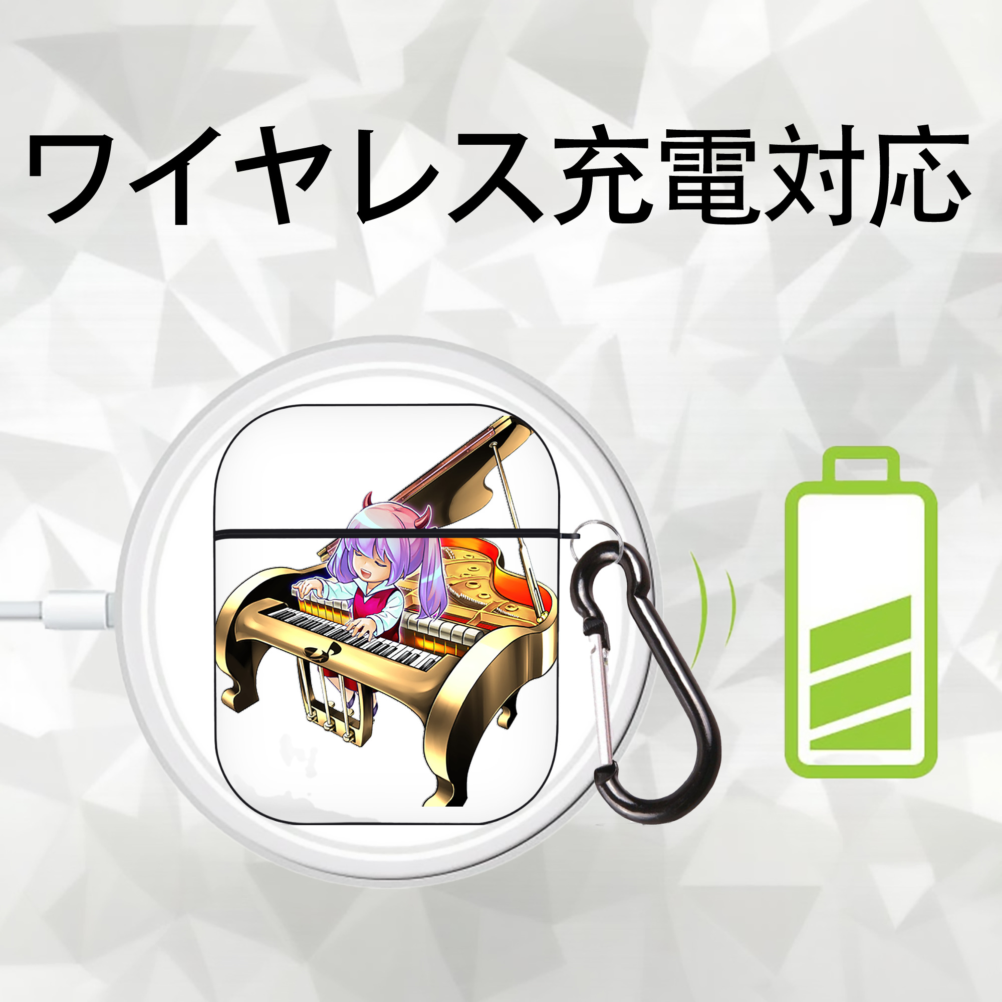 遊☆戯☆王 Yu-Gi-Oh! AirPods 第2世代保護ケース ハードシェル ブラック 耐衝撃・防指紋・カラビナ付き