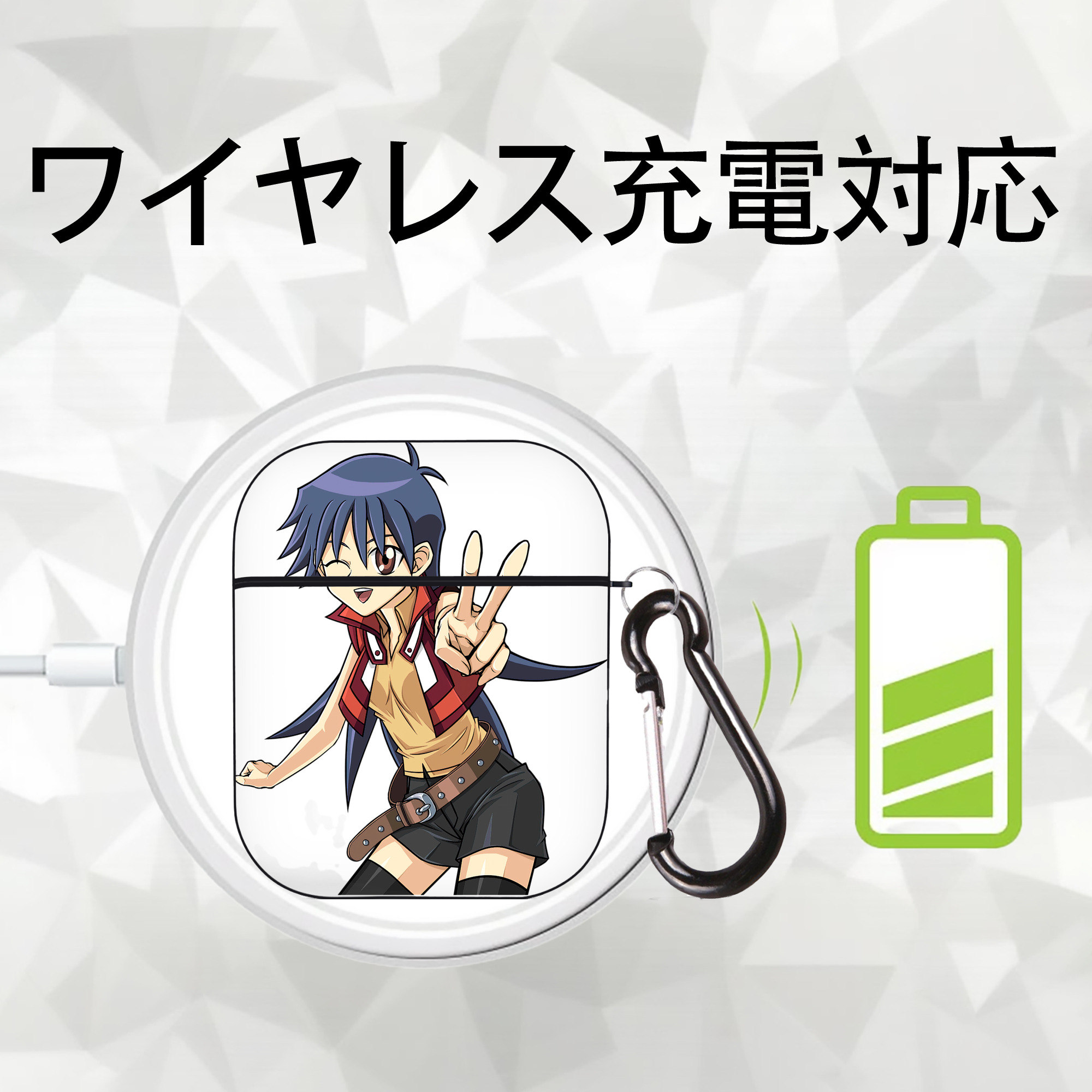 遊☆戯☆王 Yu-Gi-Oh! AirPods 第2世代保護ケース ハードシェル ブラック 耐衝撃・防指紋・カラビナ付き