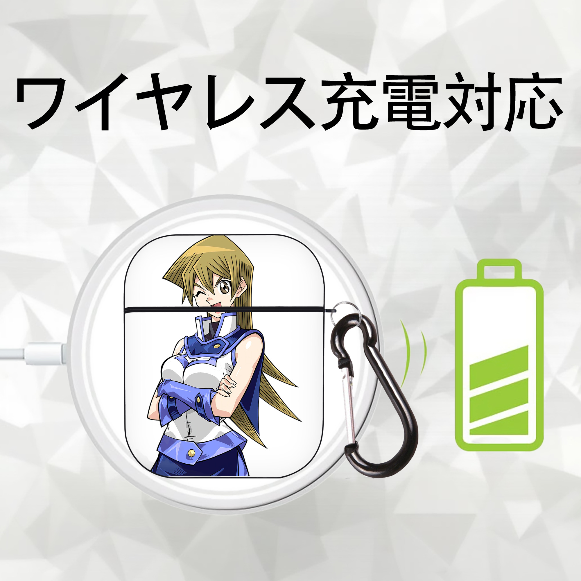 遊☆戯☆王 Yu-Gi-Oh! AirPods 第2世代保護ケース ハードシェル ブラック 耐衝撃・防指紋・カラビナ付き