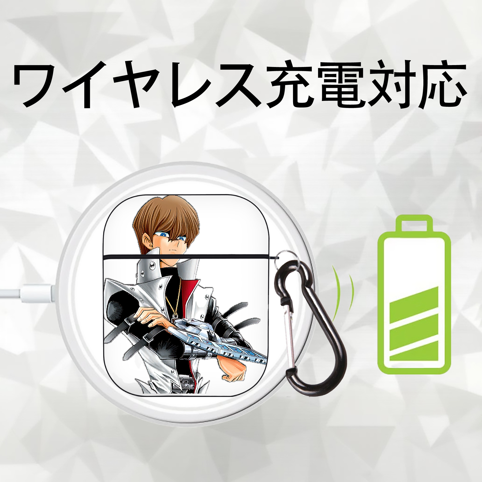 遊☆戯☆王 Yu-Gi-Oh! AirPods 第2世代保護ケース ハードシェル ブラック 耐衝撃・防指紋・カラビナ付き