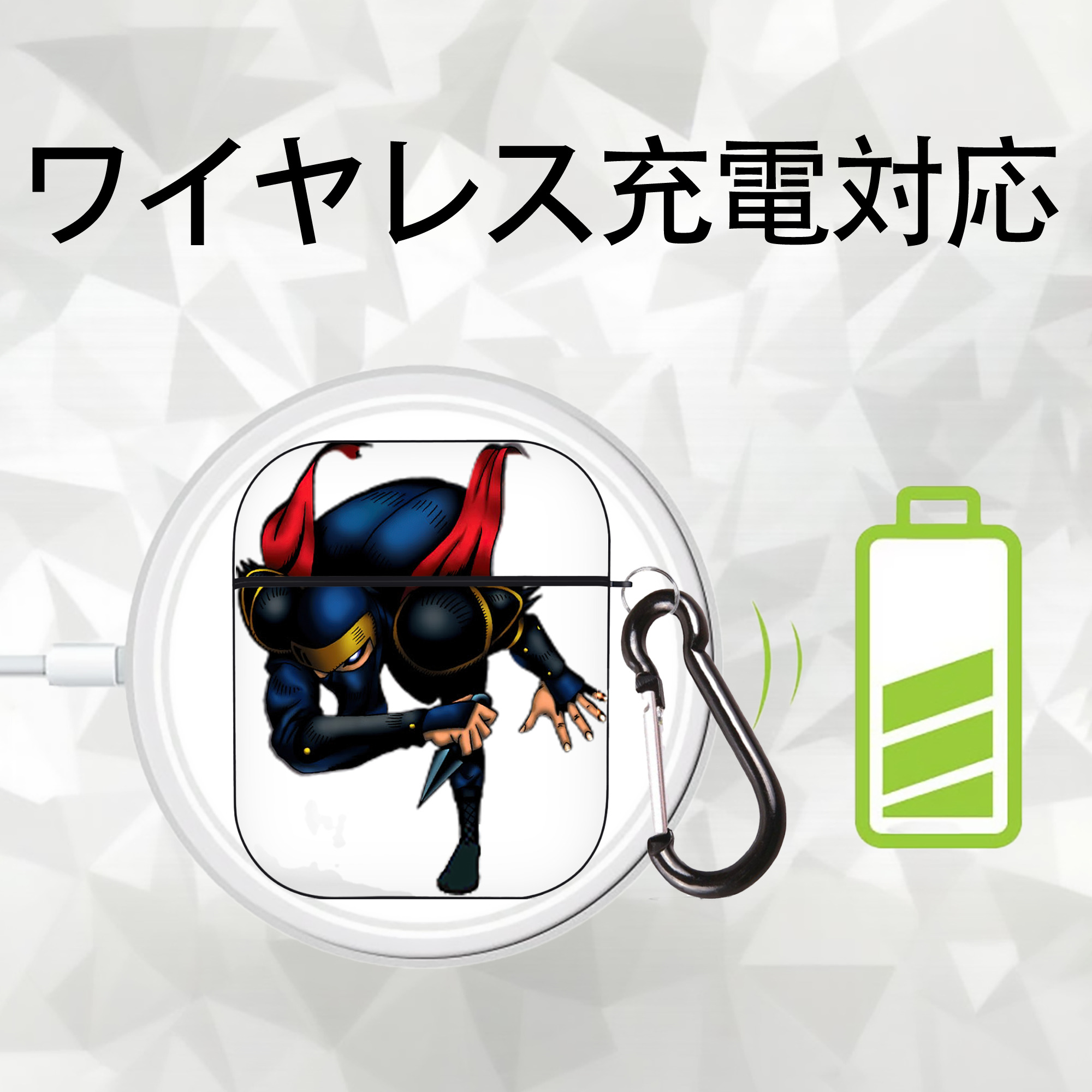 遊☆戯☆王 Yu-Gi-Oh! AirPods 第2世代保護ケース ハードシェル ブラック 耐衝撃・防指紋・カラビナ付き