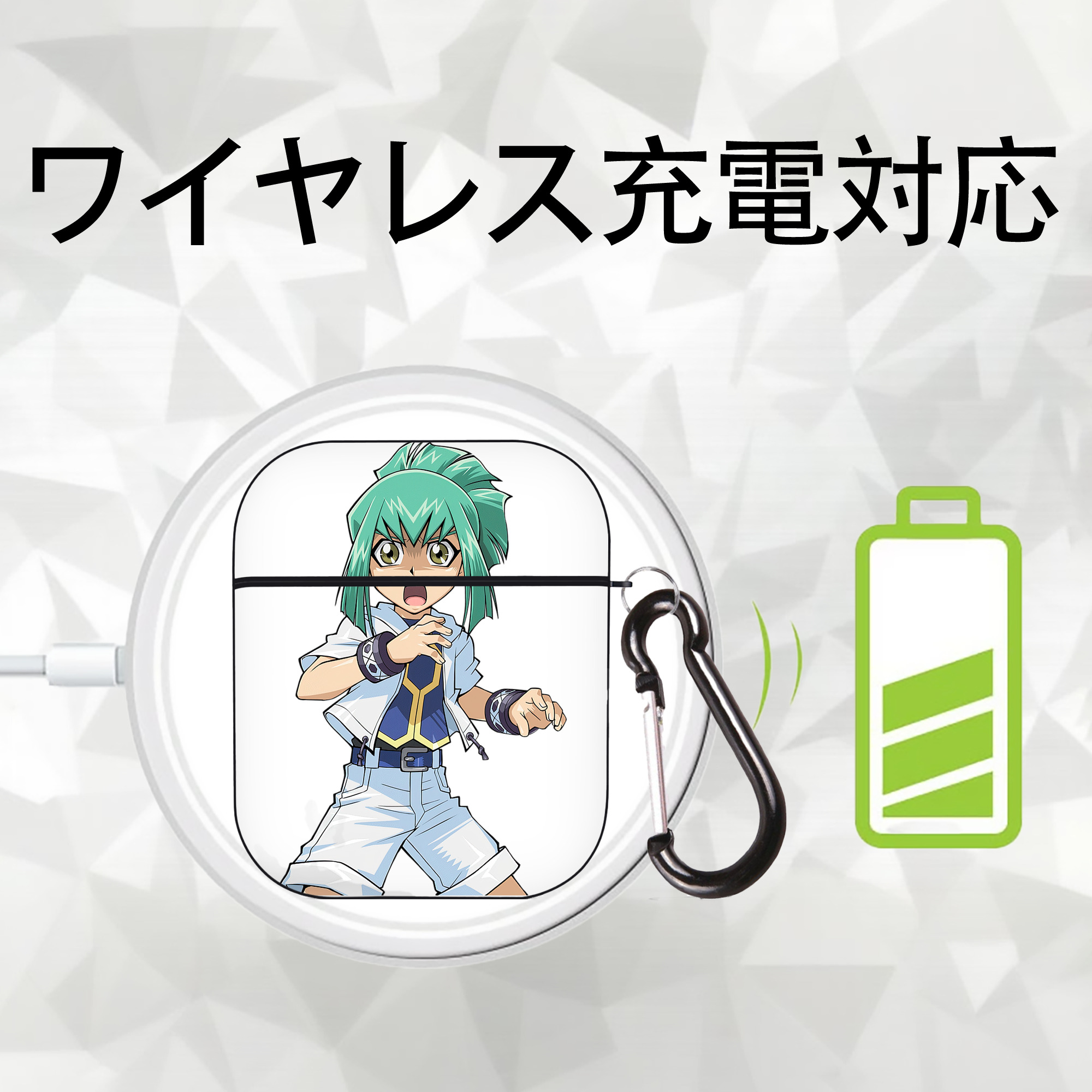 遊☆戯☆王 Yu-Gi-Oh! AirPods 第2世代保護ケース ハードシェル ブラック 耐衝撃・防指紋・カラビナ付き