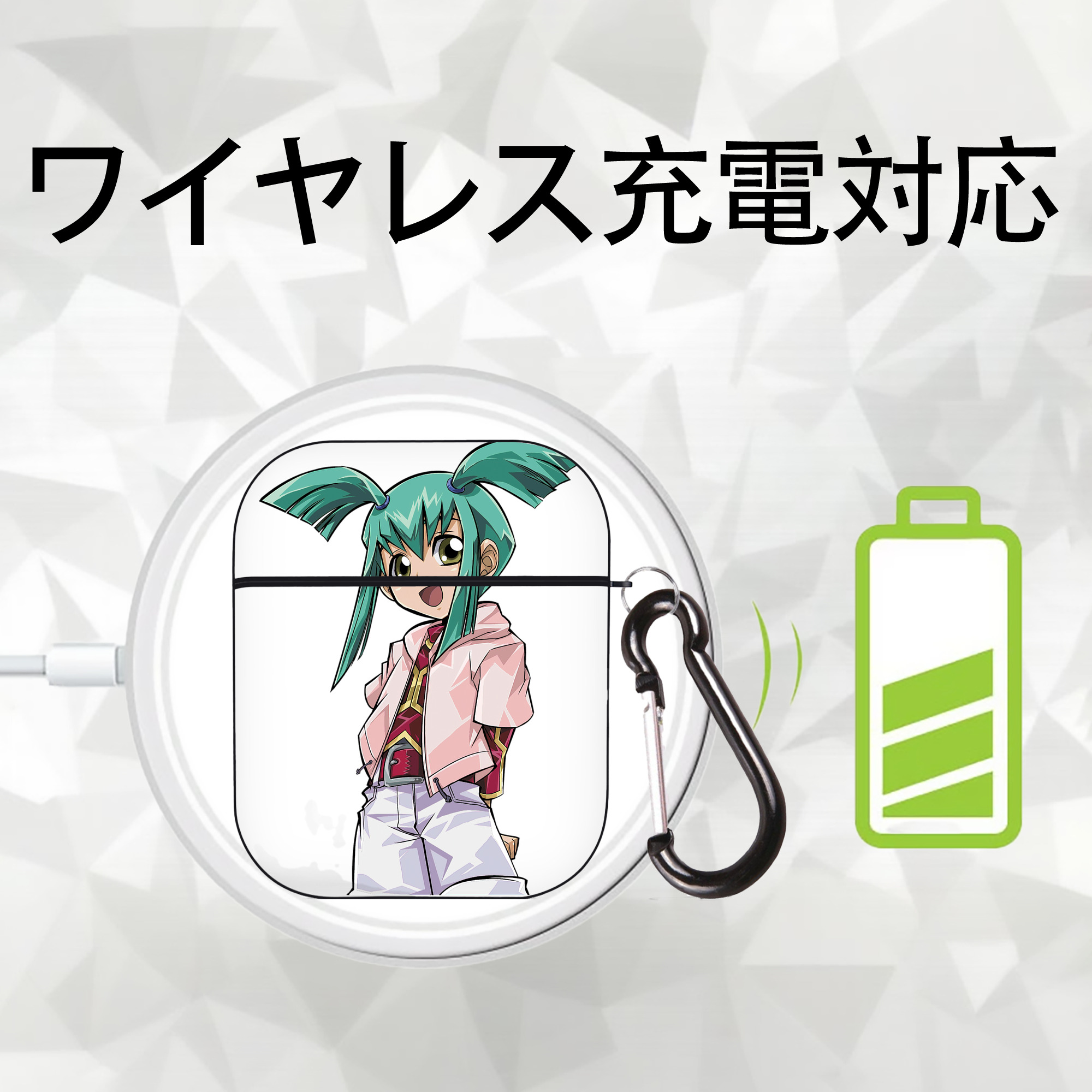 遊☆戯☆王 Yu-Gi-Oh! AirPods 第2世代保護ケース ハードシェル ブラック 耐衝撃・防指紋・カラビナ付き