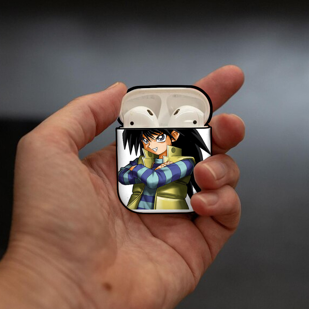 遊☆戯☆王 Yu-Gi-Oh! AirPods 第2世代保護ケース ハードシェル ブラック 耐衝撃・防指紋・カラビナ付き