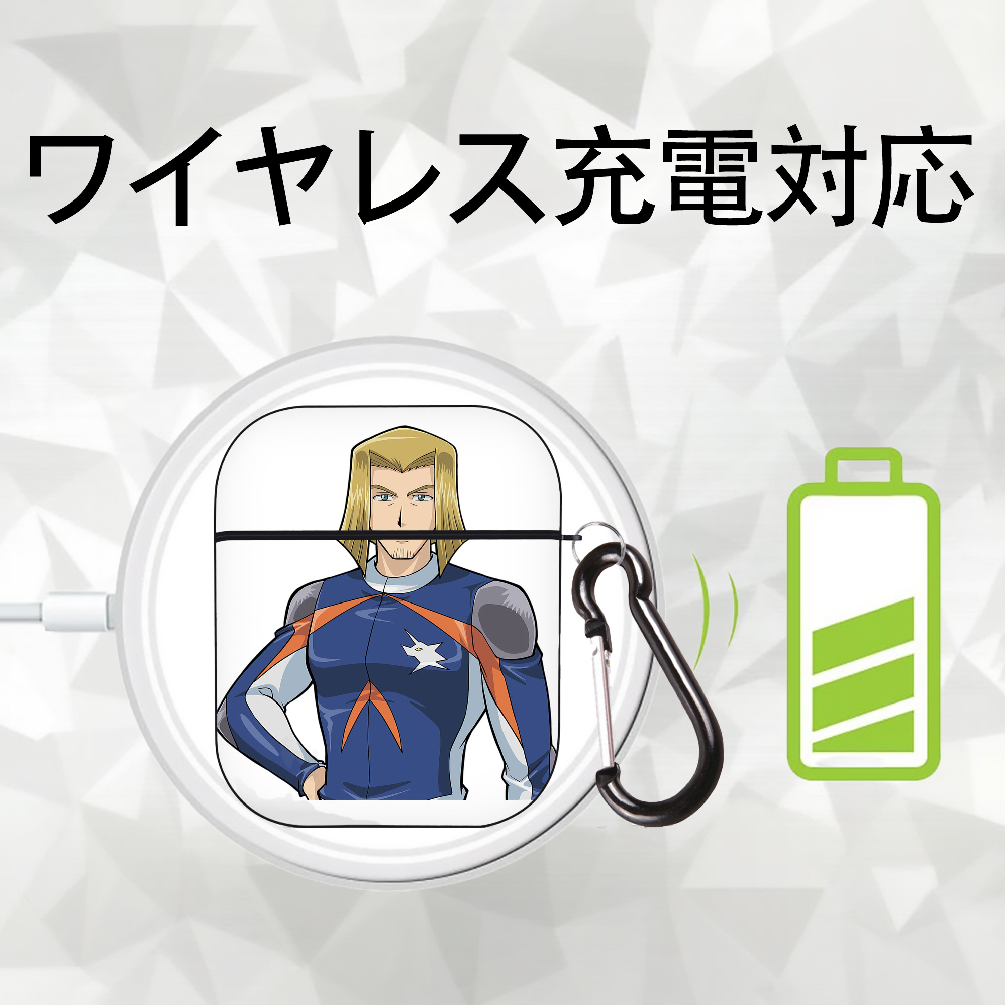 遊☆戯☆王 Yu-Gi-Oh! AirPods 第2世代保護ケース ハードシェル ブラック 耐衝撃・防指紋・カラビナ付き