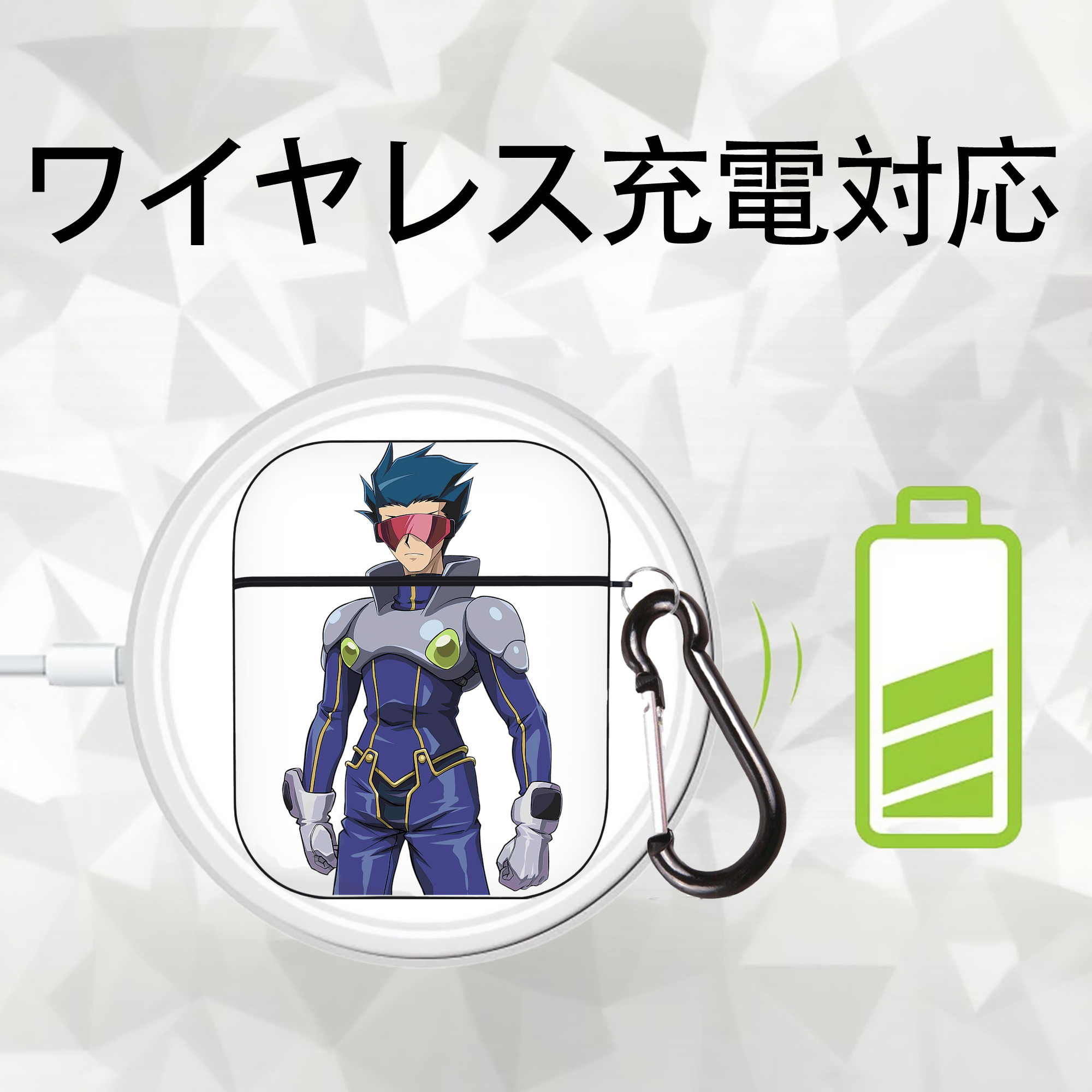 遊☆戯☆王 Yu-Gi-Oh! AirPods 第2世代保護ケース ハードシェル ブラック 耐衝撃・防指紋・カラビナ付き
