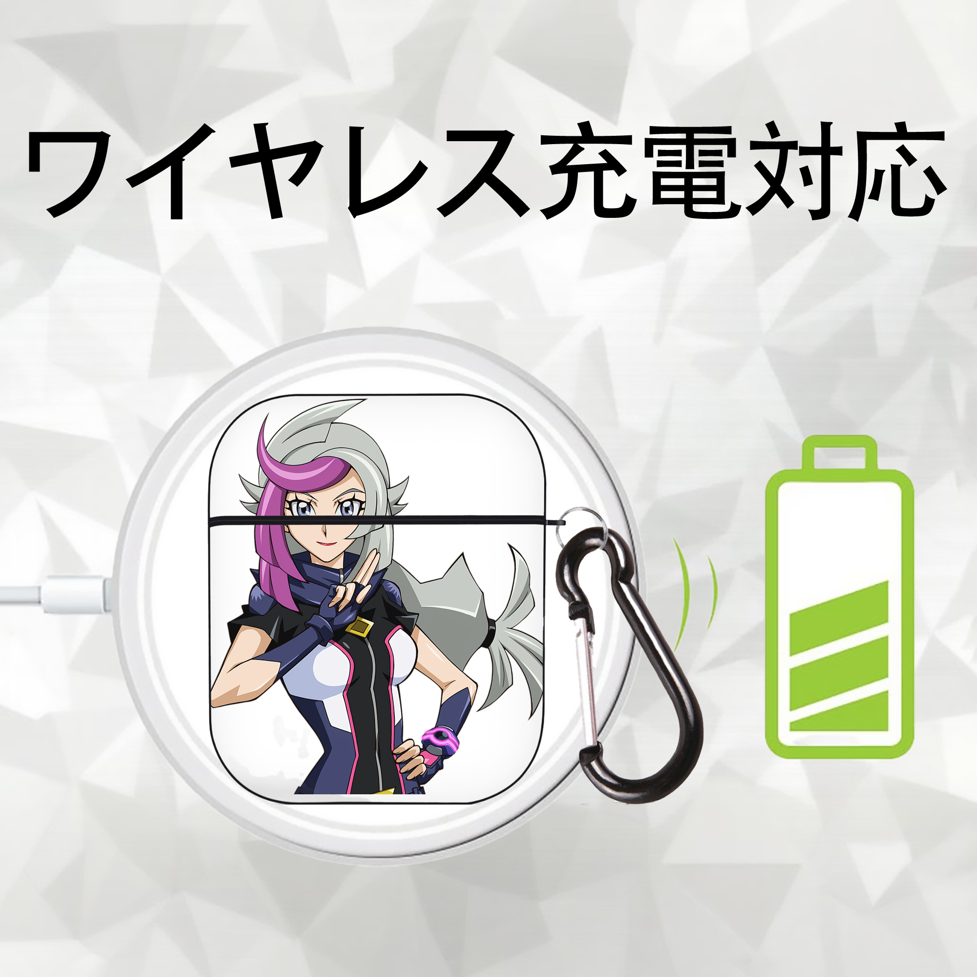 遊☆戯☆王 Yu-Gi-Oh! AirPods 第2世代保護ケース ハードシェル ブラック 耐衝撃・防指紋・カラビナ付き