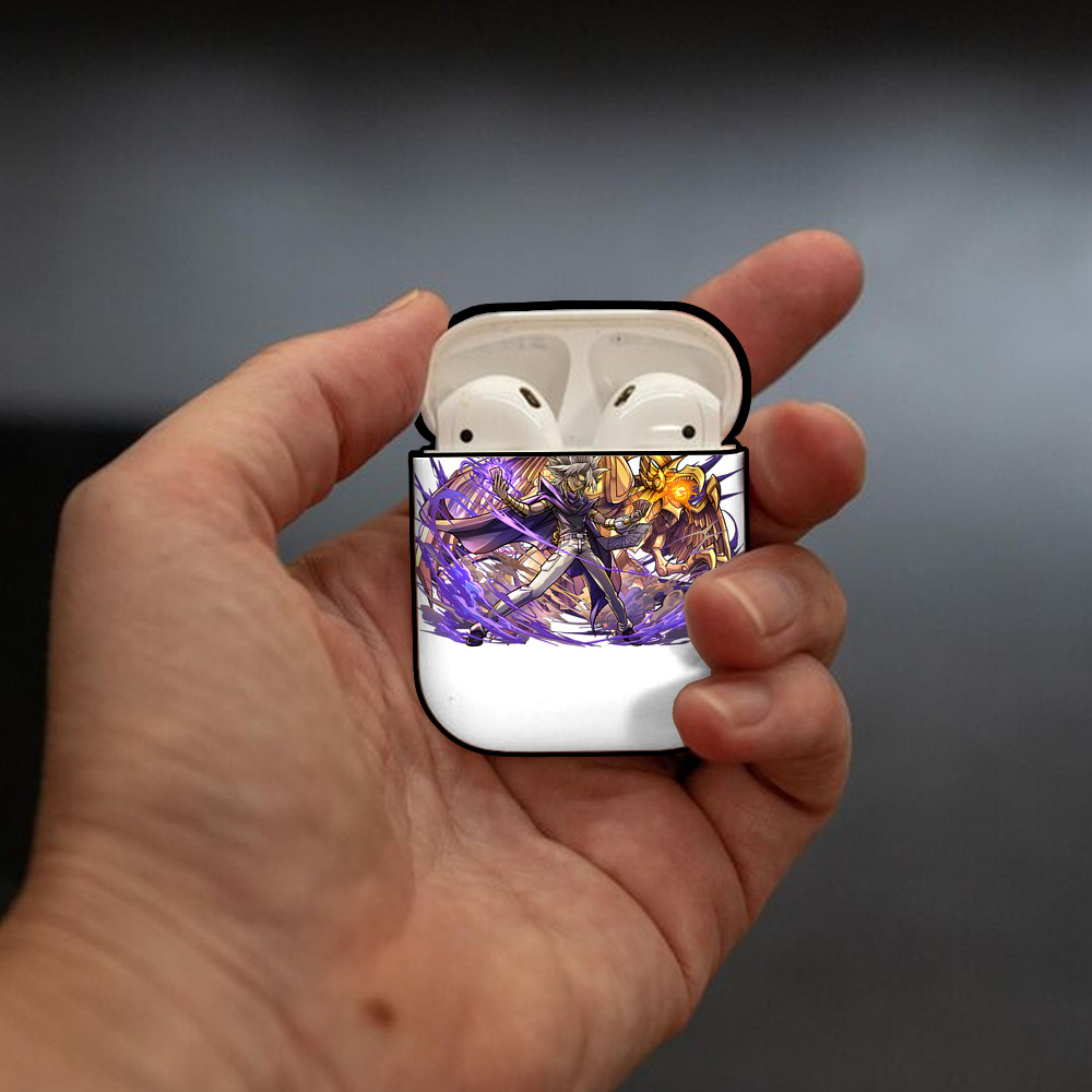 遊☆戯☆王 Yu-Gi-Oh! AirPods 第2世代保護ケース ハードシェル ブラック 耐衝撃・防指紋・カラビナ付き