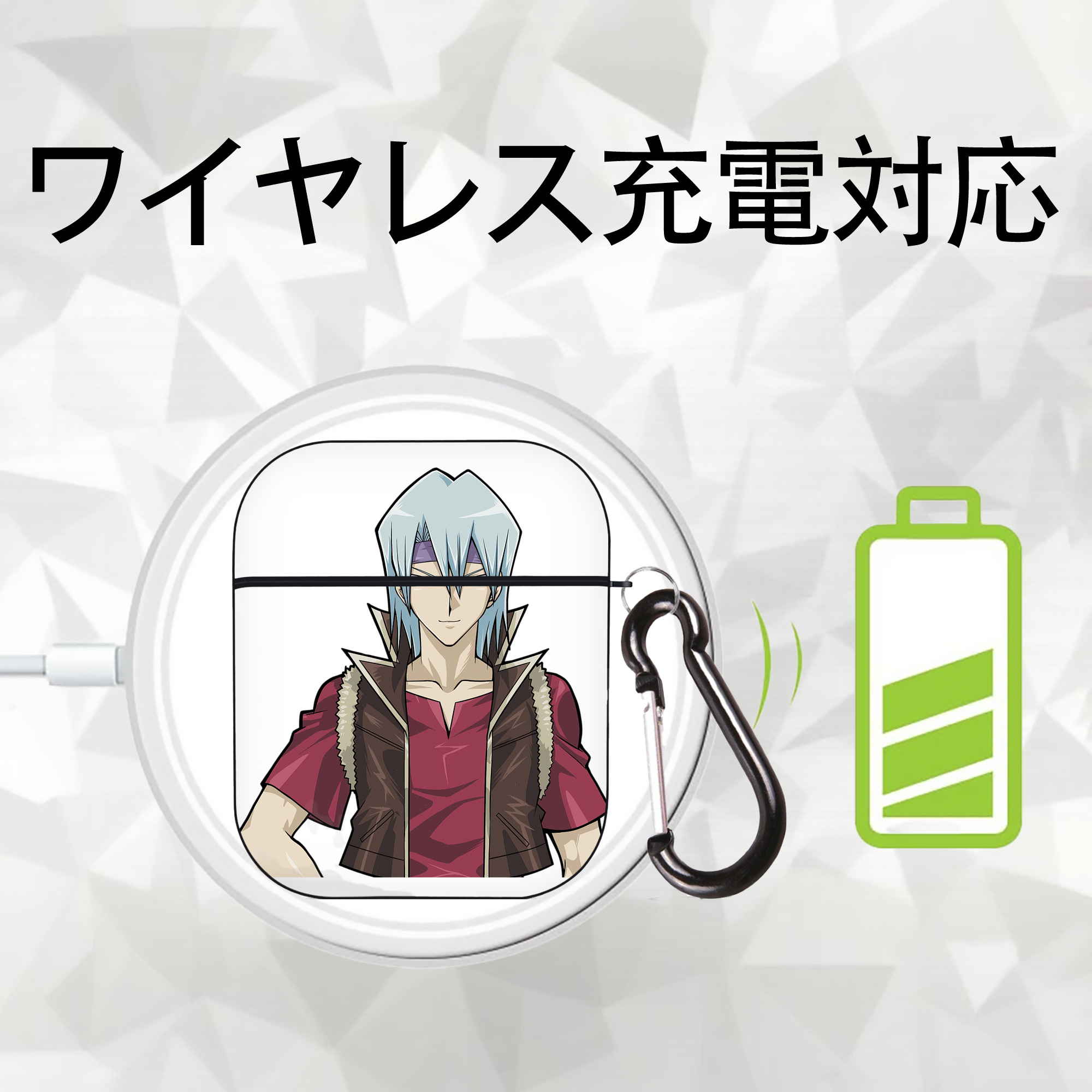遊☆戯☆王 Yu-Gi-Oh! AirPods 第2世代保護ケース ハードシェル ブラック 耐衝撃・防指紋・カラビナ付き
