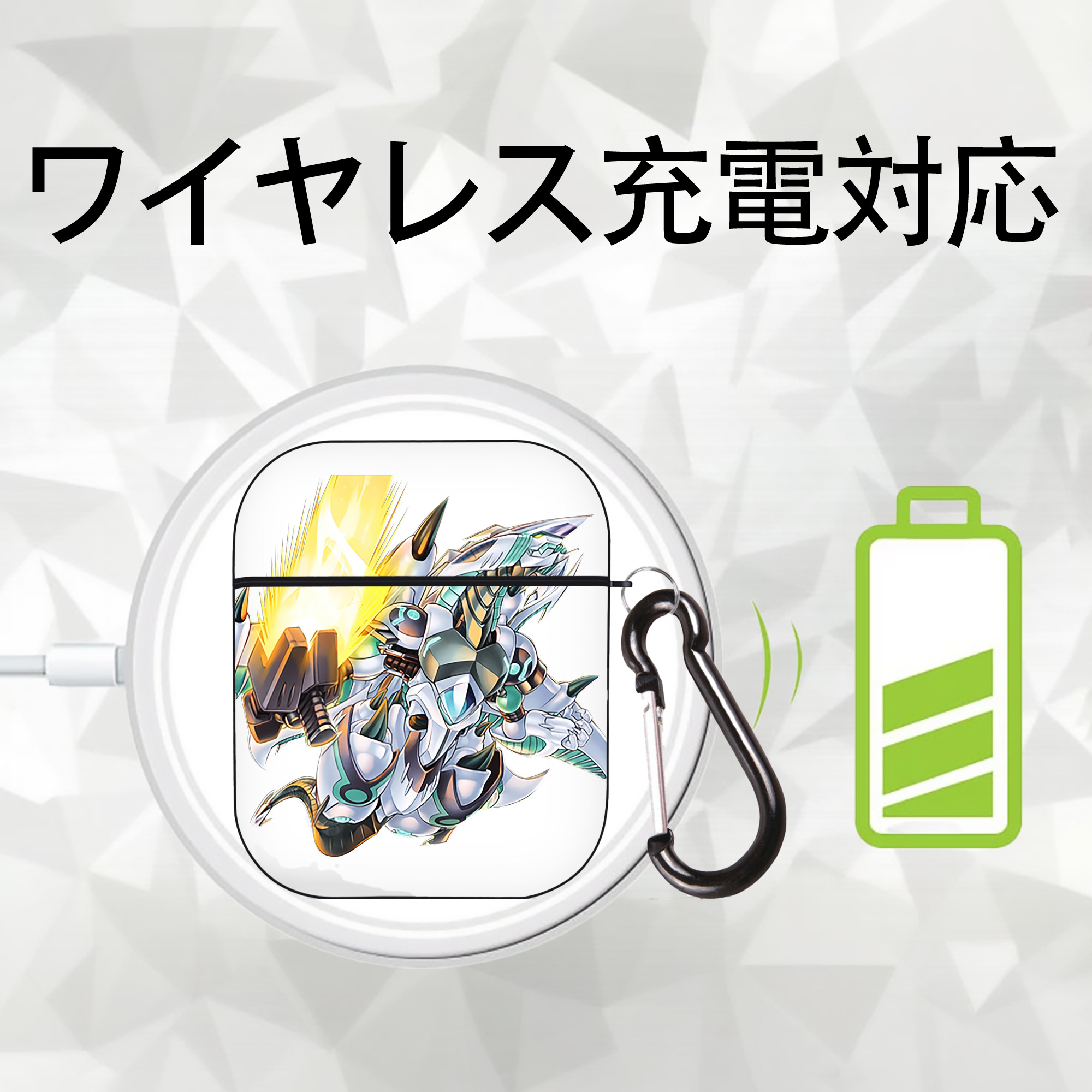 遊☆戯☆王 Yu-Gi-Oh! AirPods 第2世代保護ケース ハードシェル ブラック 耐衝撃・防指紋・カラビナ付き