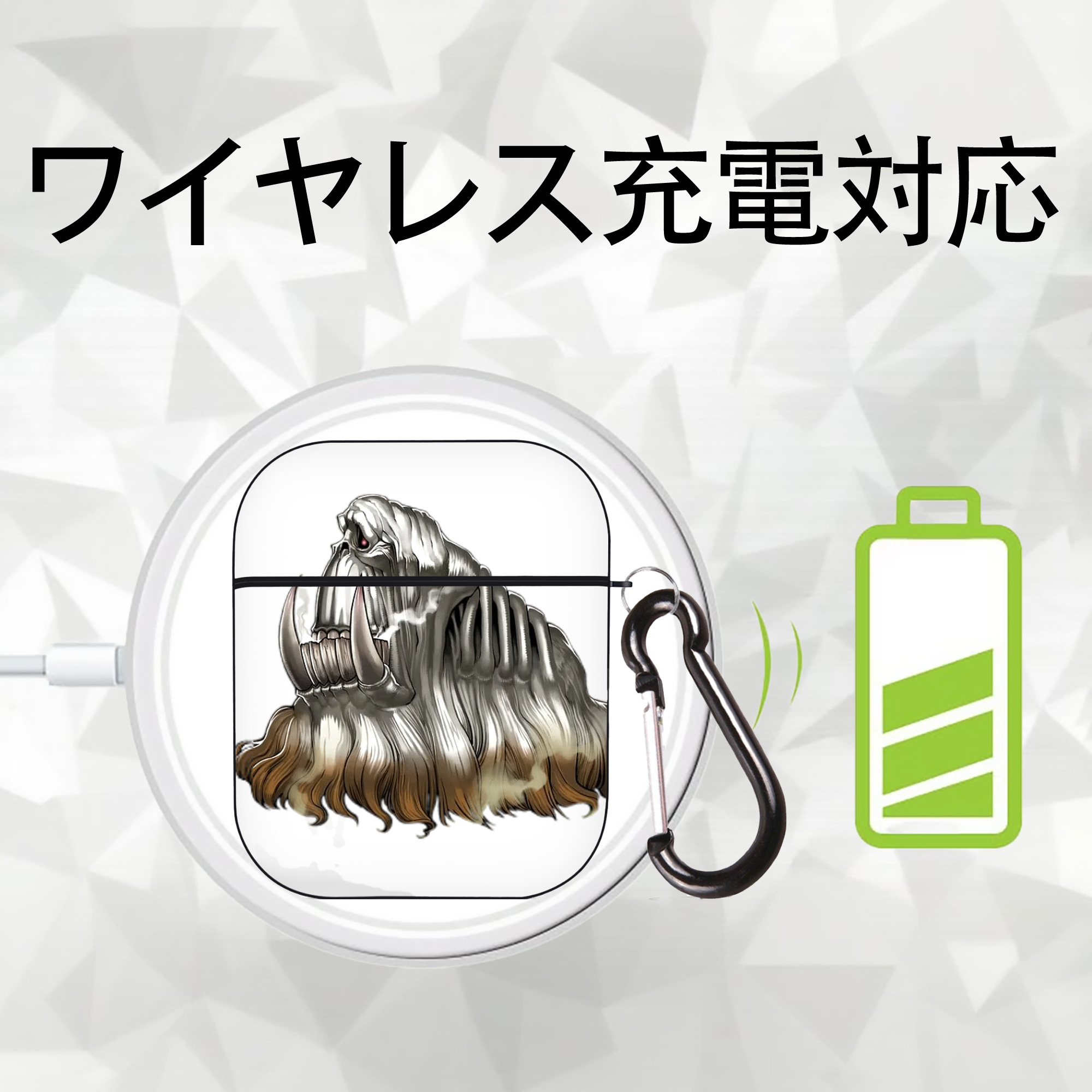 遊☆戯☆王 Yu-Gi-Oh! AirPods 第2世代保護ケース ハードシェル ブラック 耐衝撃・防指紋・カラビナ付き