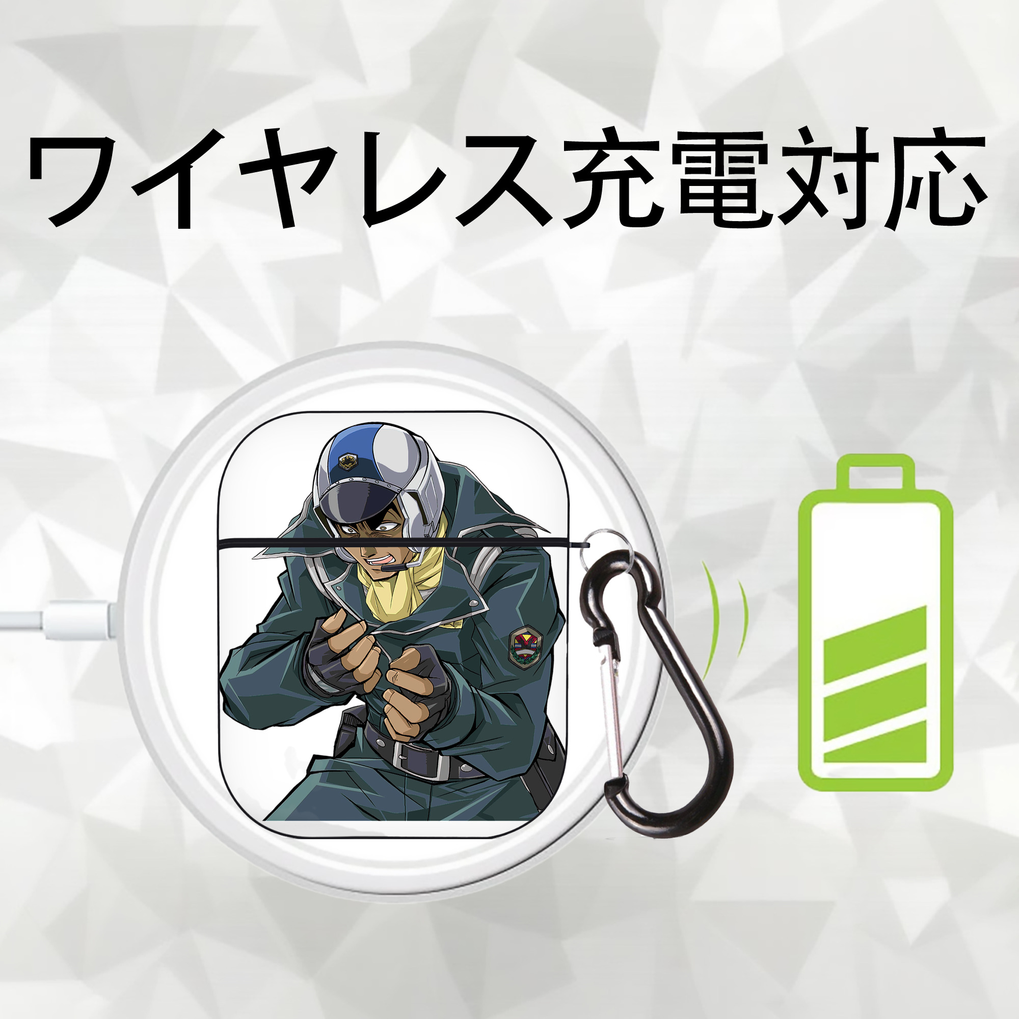 遊☆戯☆王 Yu-Gi-Oh! AirPods 第2世代保護ケース ハードシェル ブラック 耐衝撃・防指紋・カラビナ付き