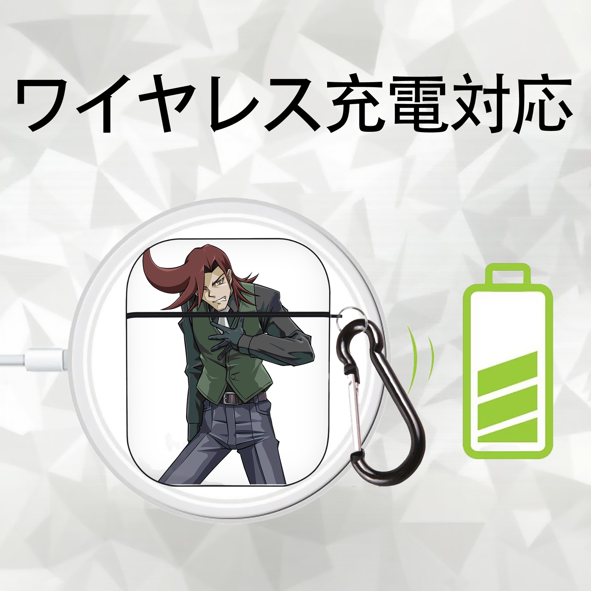 遊☆戯☆王 Yu-Gi-Oh! AirPods 第2世代保護ケース ハードシェル ブラック 耐衝撃・防指紋・カラビナ付き