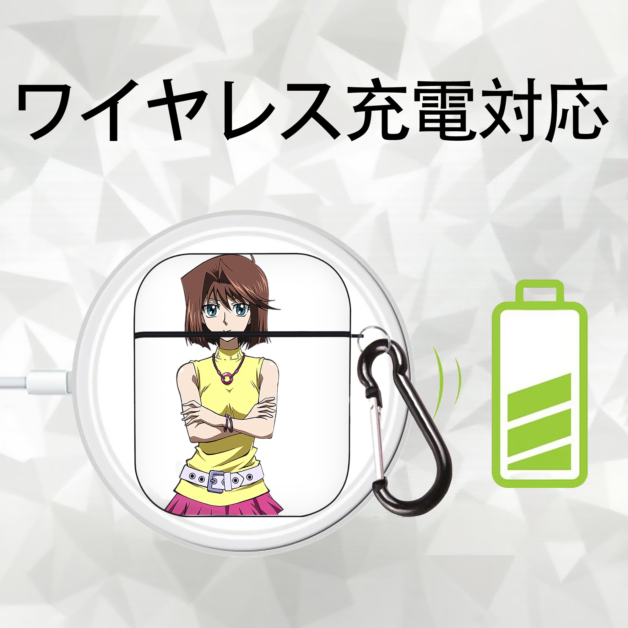遊☆戯☆王 Yu-Gi-Oh! AirPods 第2世代保護ケース ハードシェル ブラック 耐衝撃・防指紋・カラビナ付き