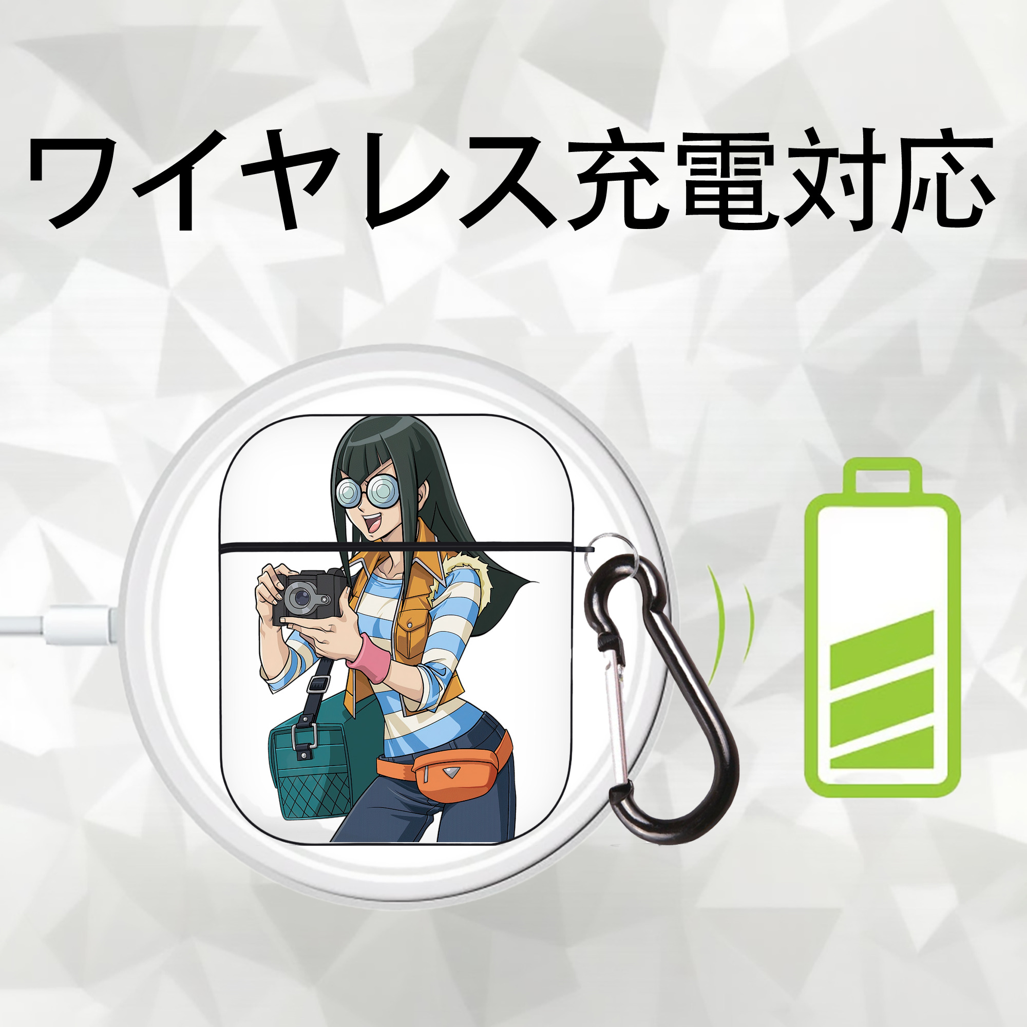 遊☆戯☆王 Yu-Gi-Oh! AirPods 第2世代保護ケース ハードシェル ブラック 耐衝撃・防指紋・カラビナ付き