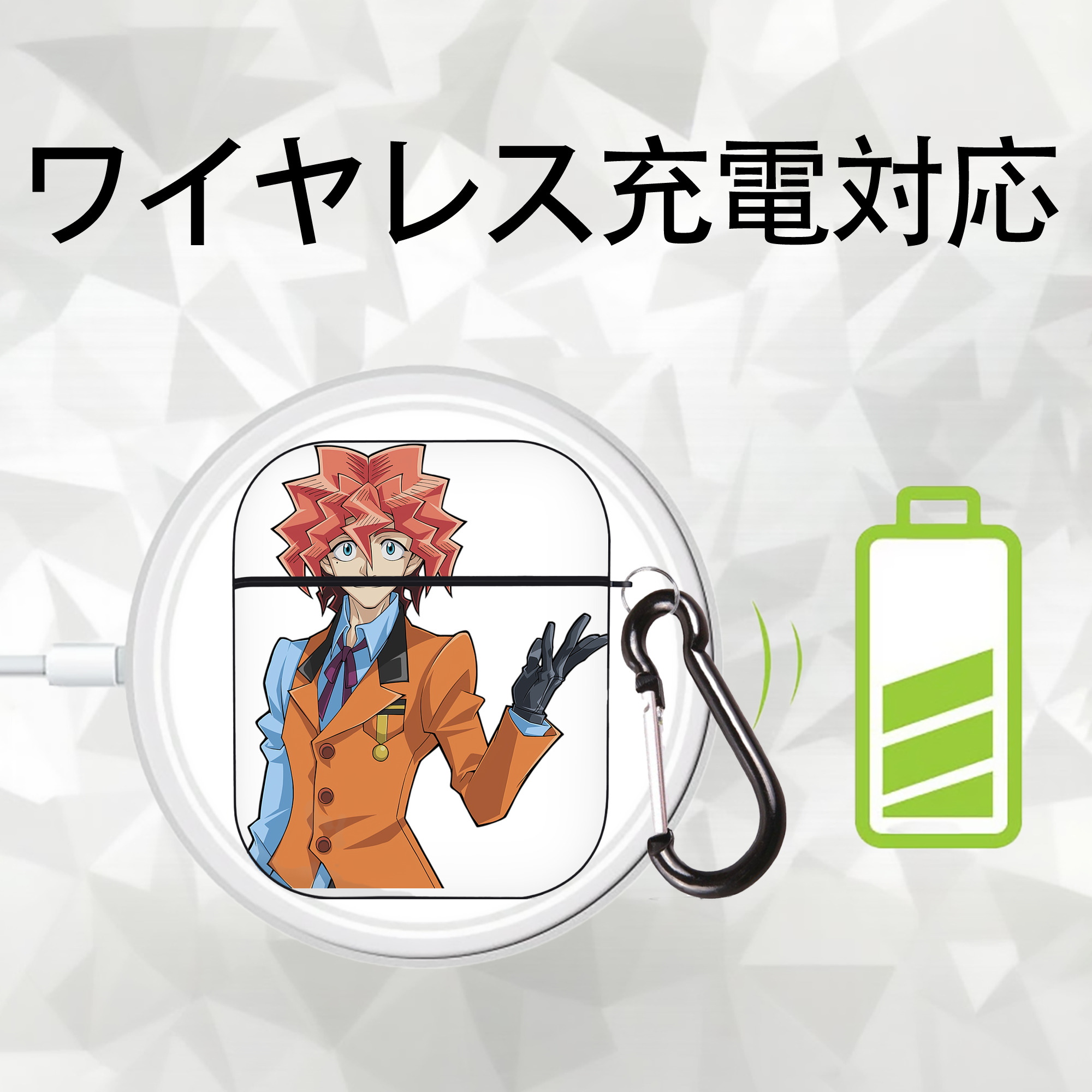 遊☆戯☆王 Yu-Gi-Oh! AirPods 第2世代保護ケース ハードシェル ブラック 耐衝撃・防指紋・カラビナ付き