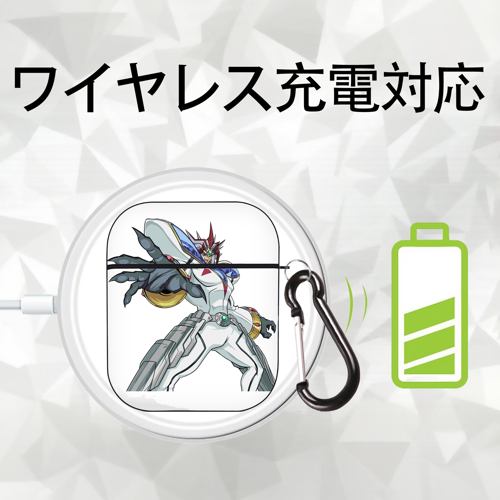 遊☆戯☆王 Yu-Gi-Oh! AirPods 第2世代保護ケース ハードシェル ブラック 耐衝撃・防指紋・カラビナ付き