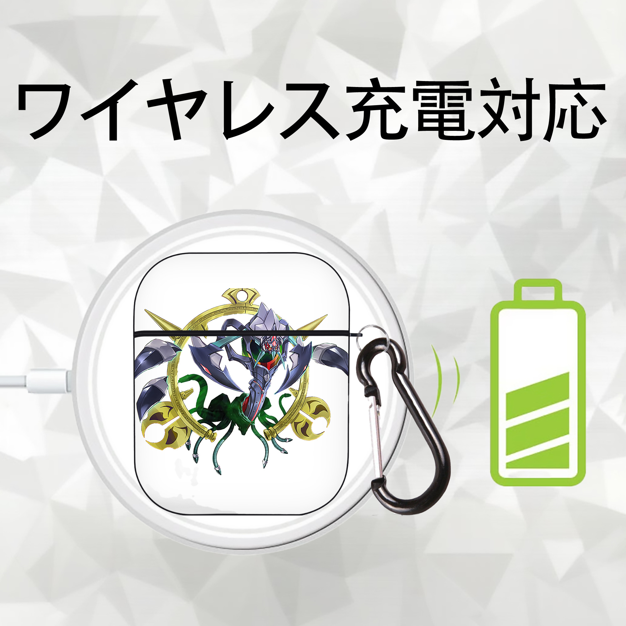 遊☆戯☆王 Yu-Gi-Oh! AirPods 第2世代保護ケース ハードシェル ブラック 耐衝撃・防指紋・カラビナ付き