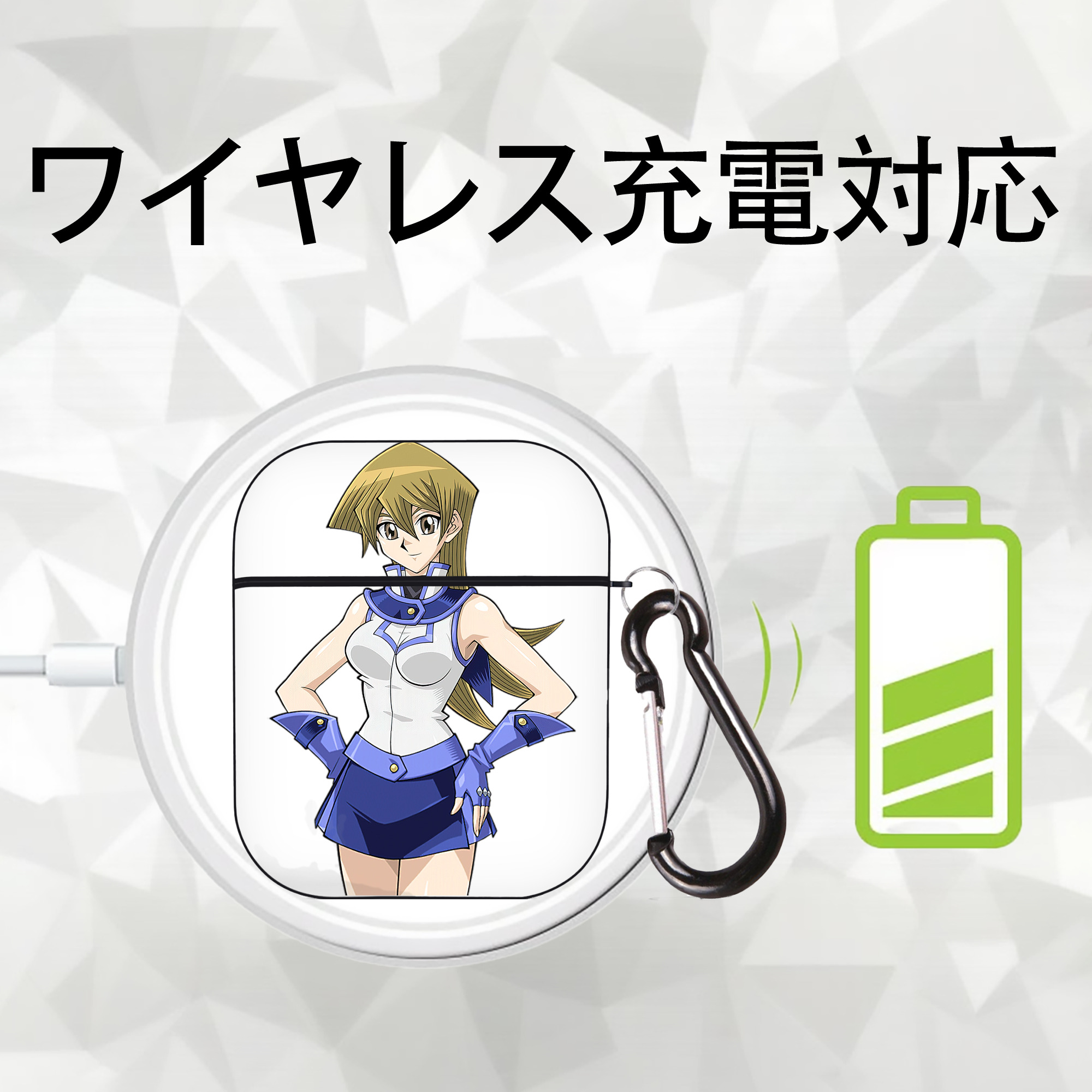 遊☆戯☆王 Yu-Gi-Oh! AirPods 第2世代保護ケース ハードシェル ブラック 耐衝撃・防指紋・カラビナ付き