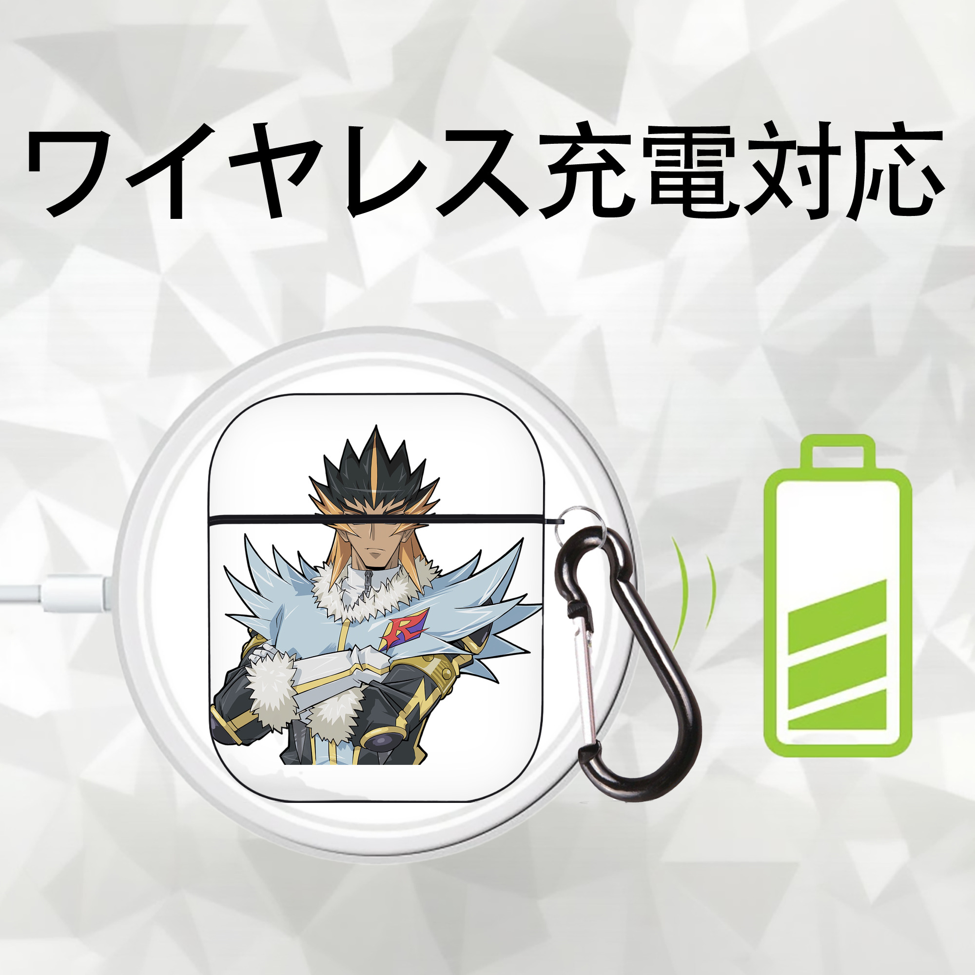 遊☆戯☆王 Yu-Gi-Oh! AirPods 第2世代保護ケース ハードシェル ブラック 耐衝撃・防指紋・カラビナ付き