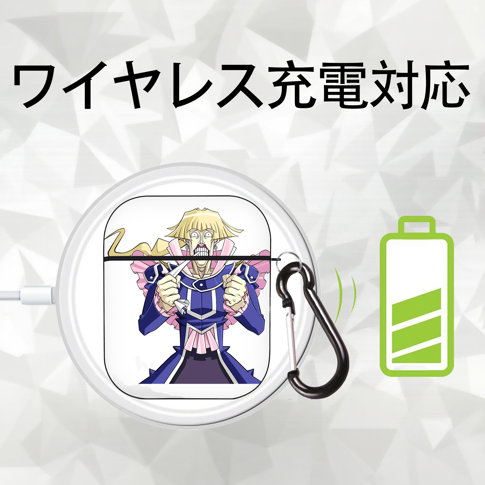 遊☆戯☆王 Yu-Gi-Oh! AirPods 第2世代保護ケース ハードシェル ブラック 耐衝撃・防指紋・カラビナ付き