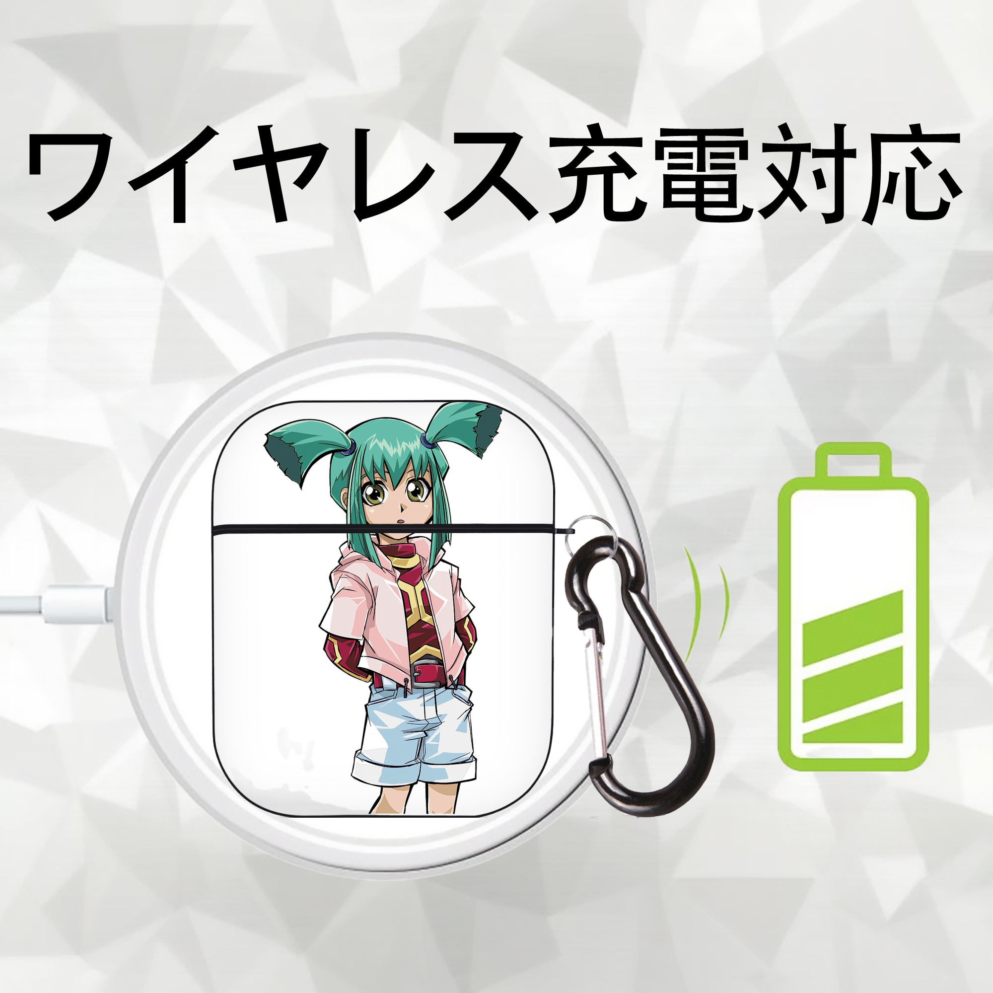 遊☆戯☆王 Yu-Gi-Oh! AirPods 第2世代保護ケース ハードシェル ブラック 耐衝撃・防指紋・カラビナ付き
