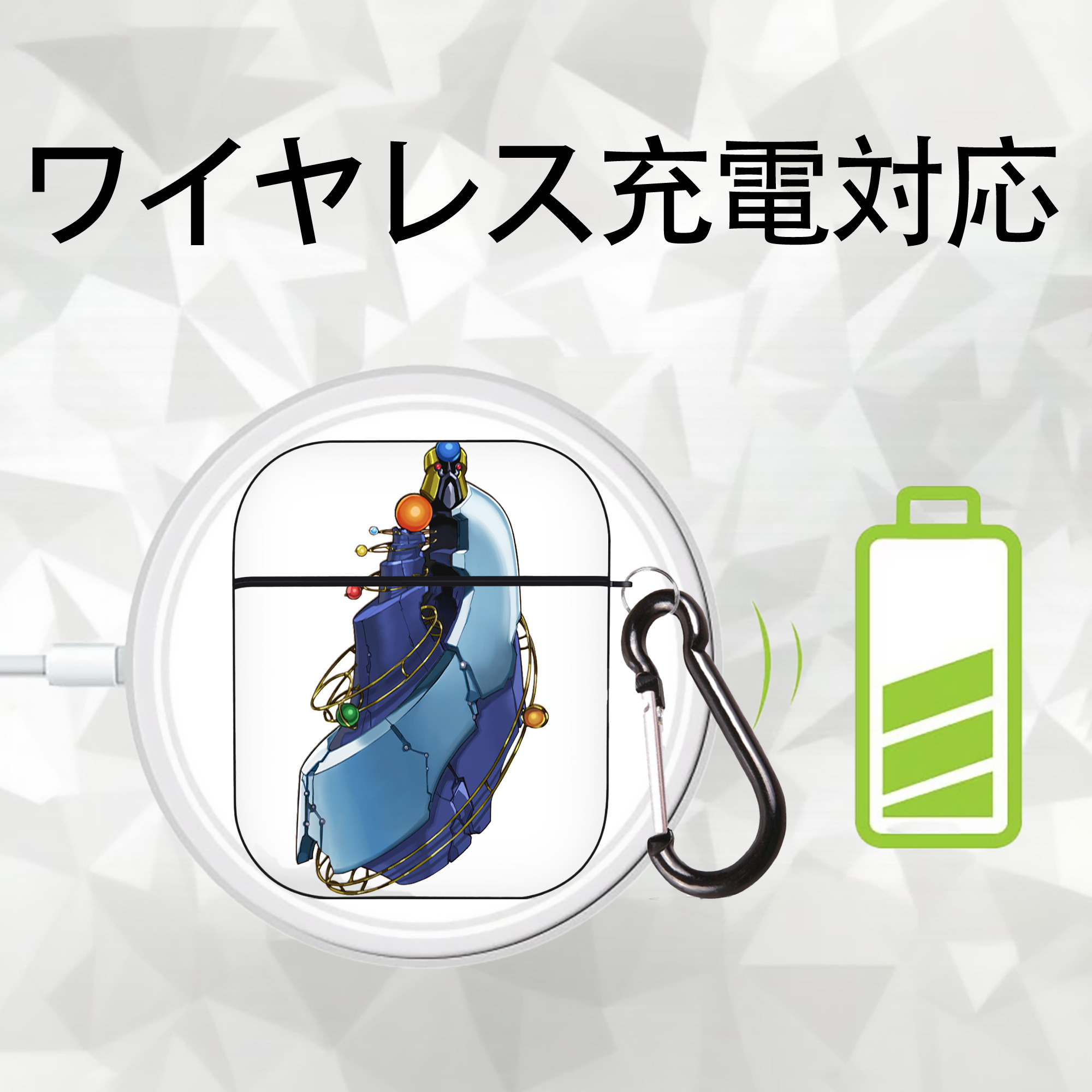 遊☆戯☆王 Yu-Gi-Oh! AirPods 第2世代保護ケース ハードシェル ブラック 耐衝撃・防指紋・カラビナ付き