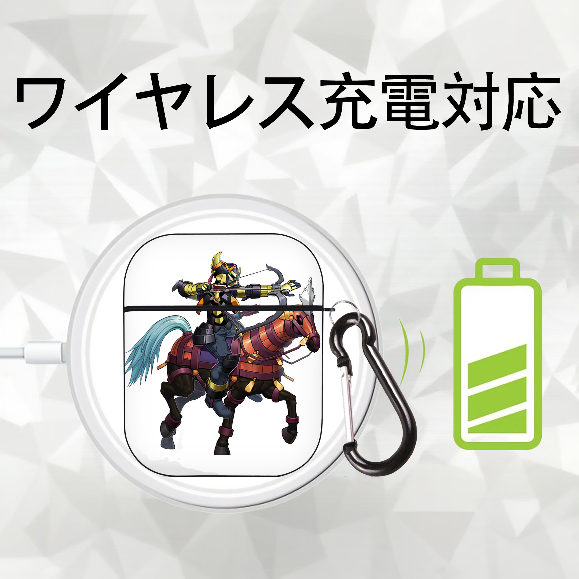 遊☆戯☆王 Yu-Gi-Oh! AirPods 第2世代保護ケース ハードシェル ブラック 耐衝撃・防指紋・カラビナ付き