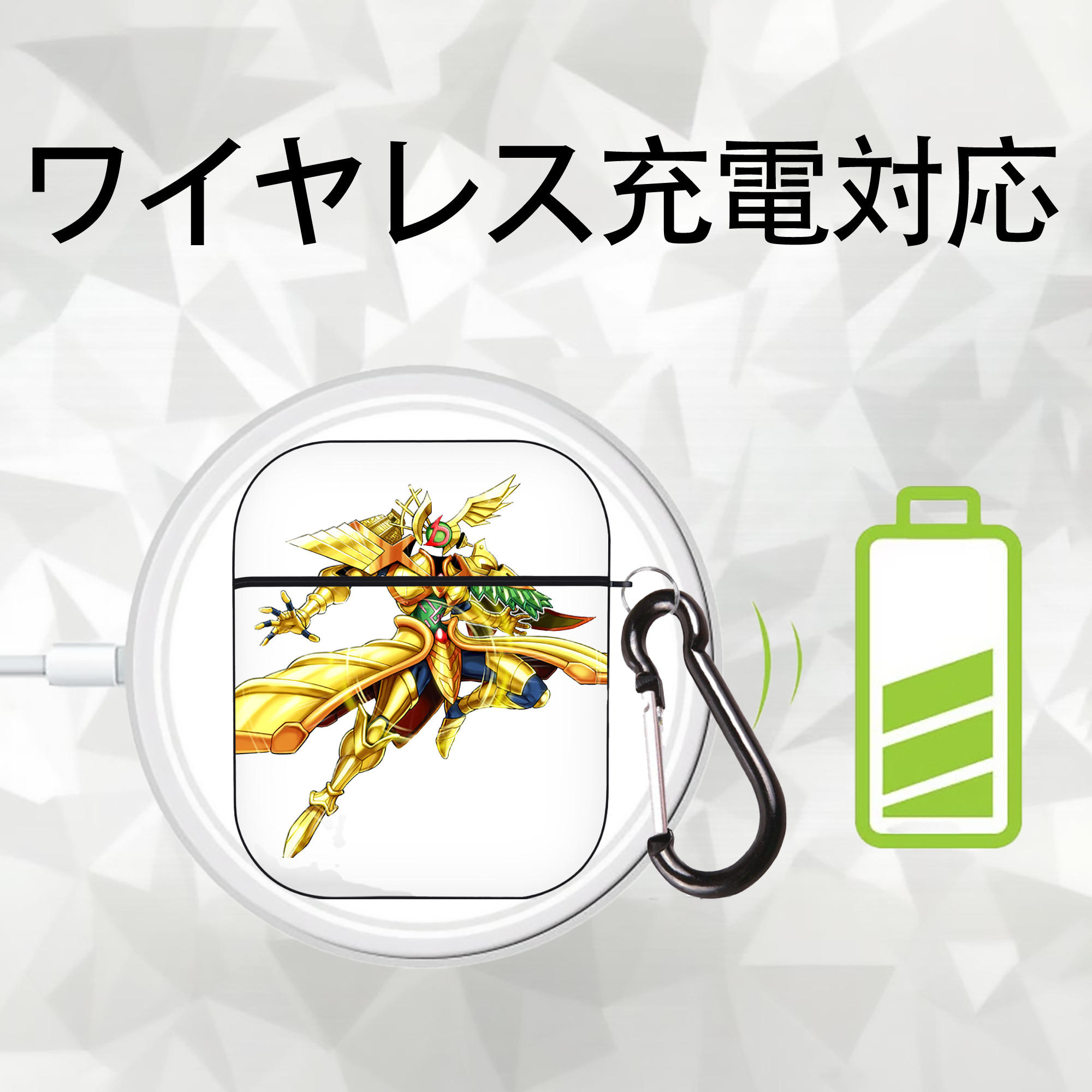 遊☆戯☆王 Yu-Gi-Oh! AirPods 第2世代保護ケース ハードシェル ブラック 耐衝撃・防指紋・カラビナ付き