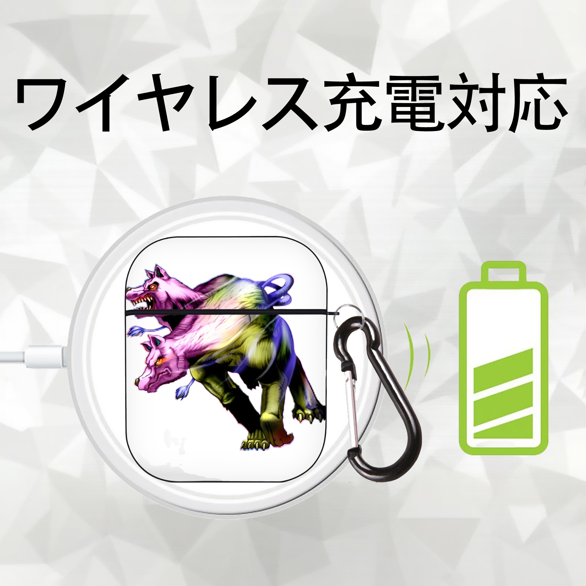 遊☆戯☆王 Yu-Gi-Oh! AirPods 第2世代保護ケース ハードシェル ブラック 耐衝撃・防指紋・カラビナ付き