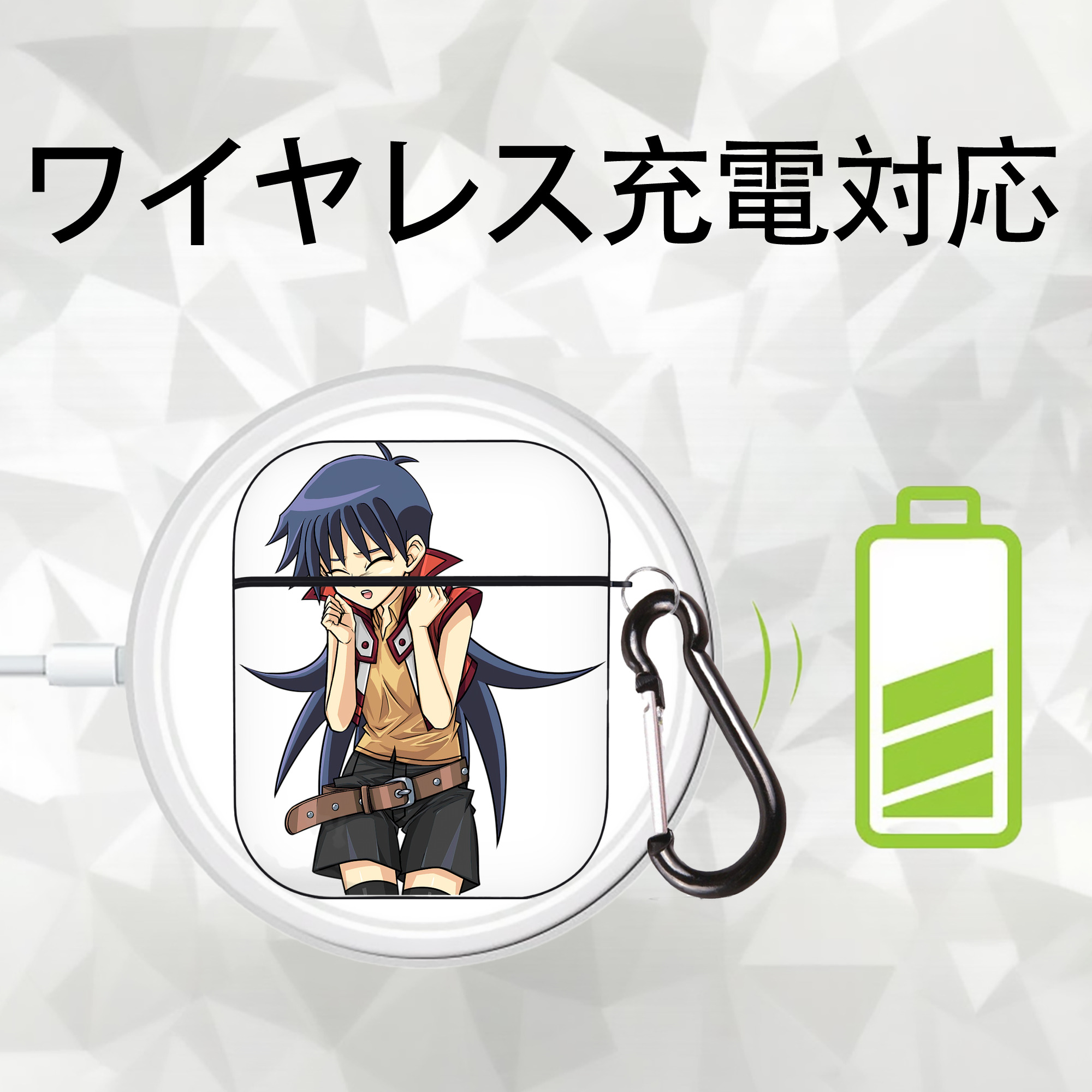 遊☆戯☆王 Yu-Gi-Oh! AirPods 第2世代保護ケース ハードシェル ブラック 耐衝撃・防指紋・カラビナ付き