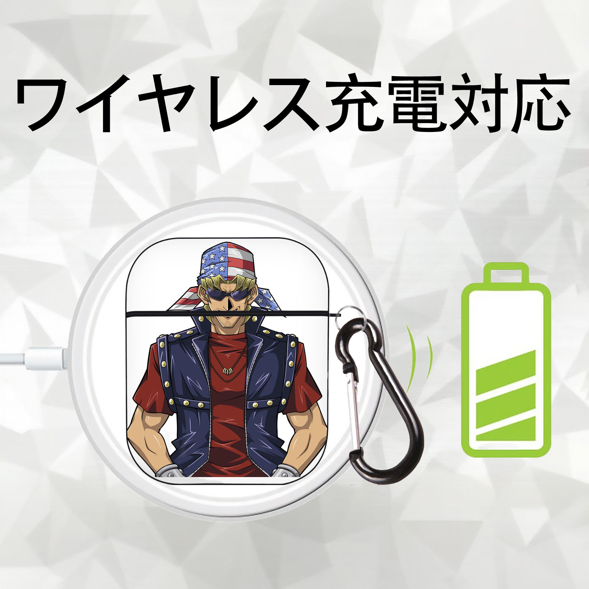 遊☆戯☆王 Yu-Gi-Oh! AirPods 第2世代保護ケース ハードシェル ブラック 耐衝撃・防指紋・カラビナ付き