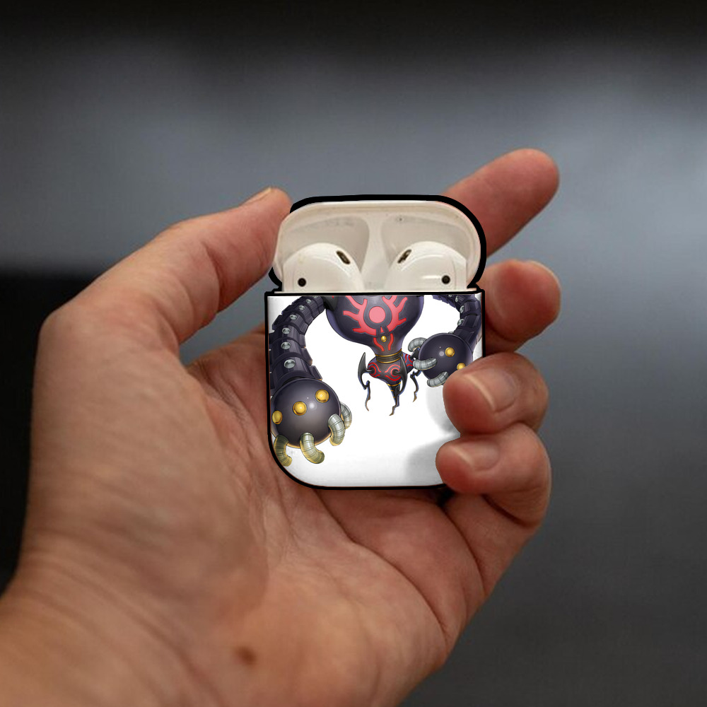 遊☆戯☆王 Yu-Gi-Oh! AirPods 第2世代保護ケース ハードシェル ブラック 耐衝撃・防指紋・カラビナ付き