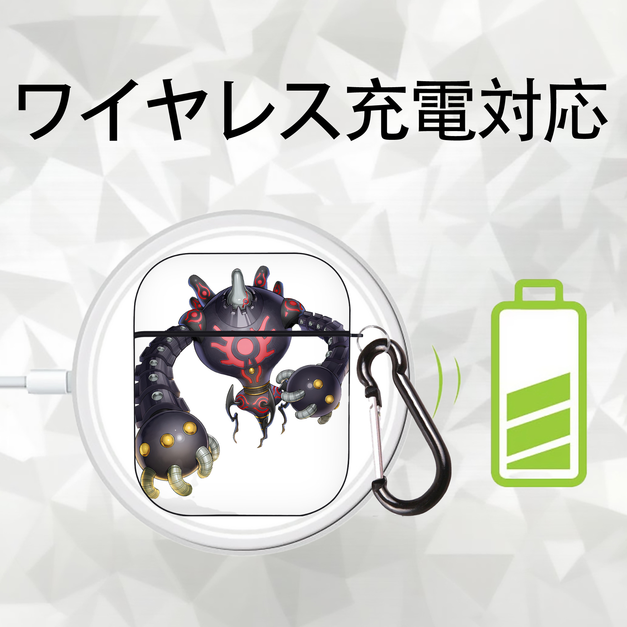 遊☆戯☆王 Yu-Gi-Oh! AirPods 第2世代保護ケース ハードシェル ブラック 耐衝撃・防指紋・カラビナ付き