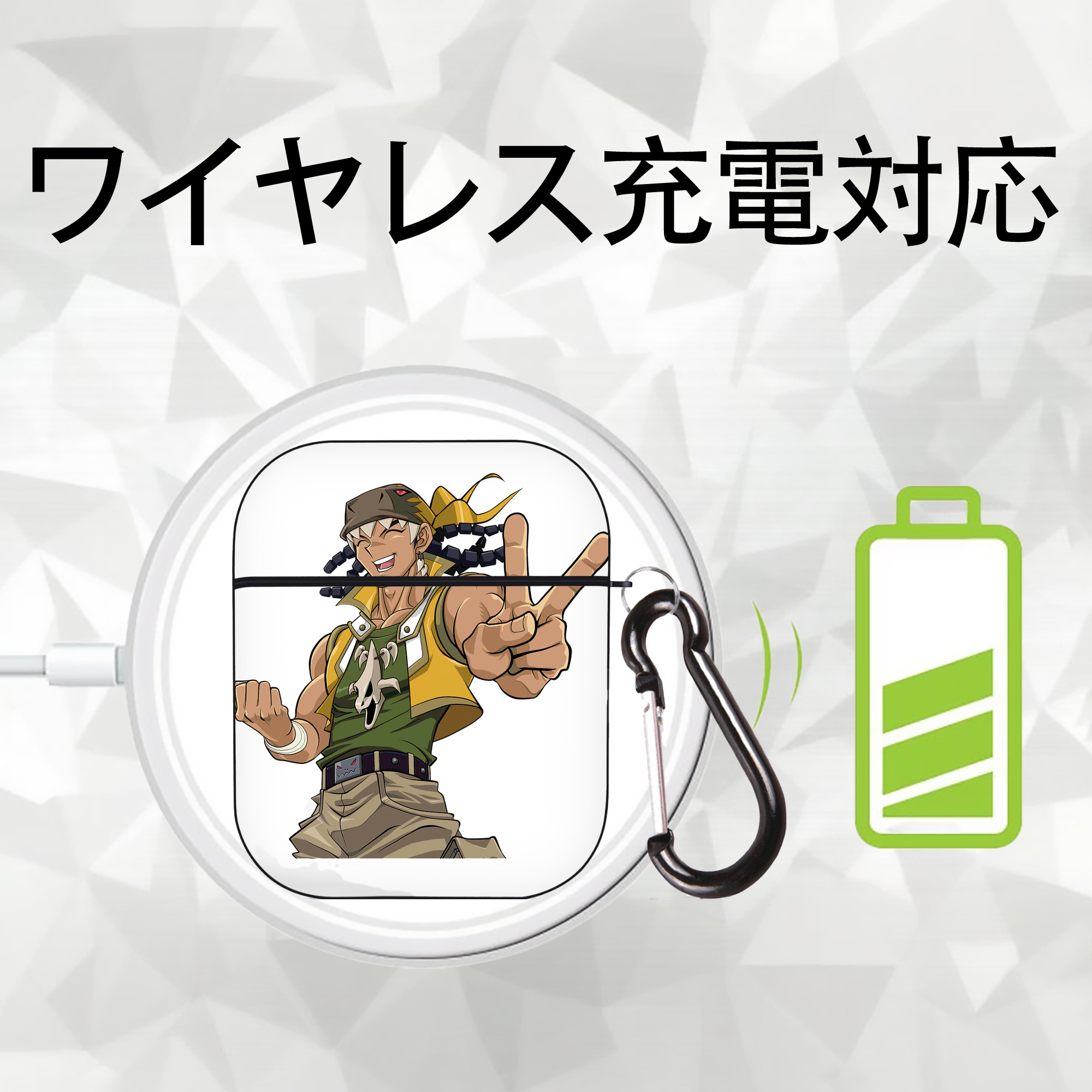 遊☆戯☆王 Yu-Gi-Oh! AirPods 第2世代保護ケース ハードシェル ブラック 耐衝撃・防指紋・カラビナ付き
