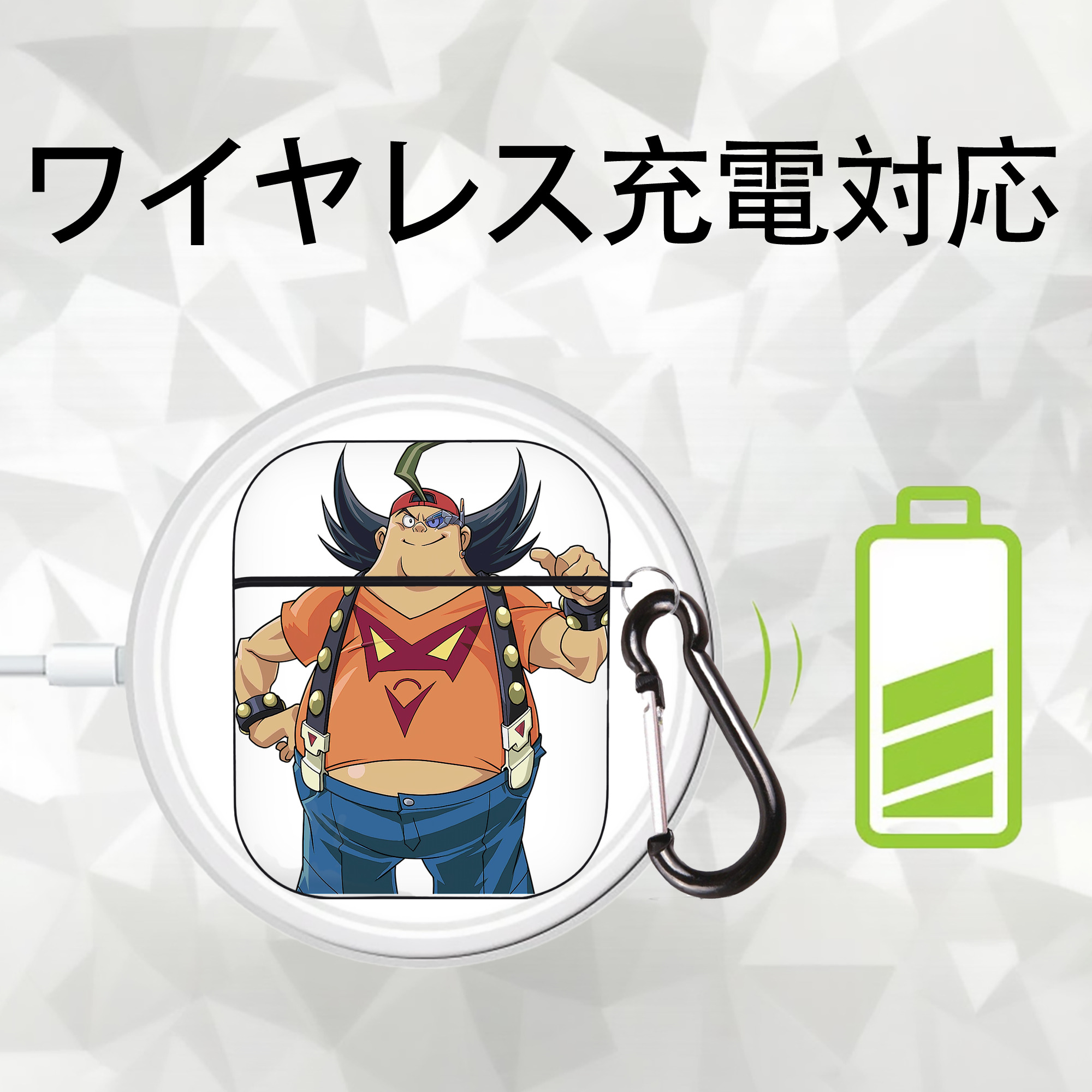 遊☆戯☆王 Yu-Gi-Oh! AirPods 第2世代保護ケース ハードシェル ブラック 耐衝撃・防指紋・カラビナ付き