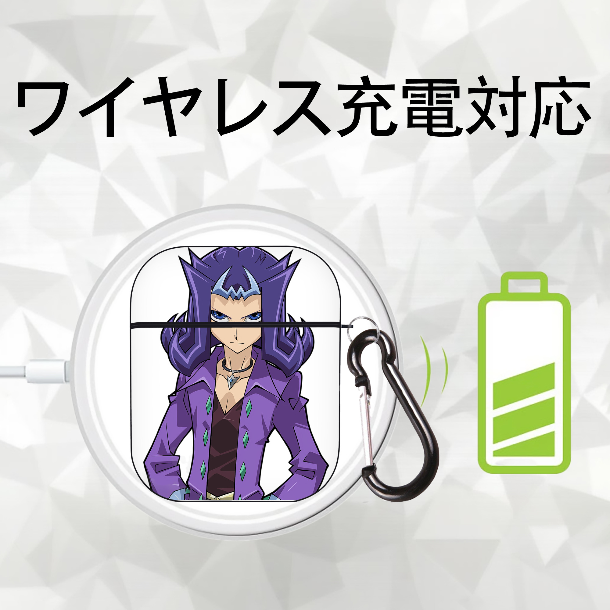 遊☆戯☆王 Yu-Gi-Oh! AirPods 第2世代保護ケース ハードシェル ブラック 耐衝撃・防指紋・カラビナ付き