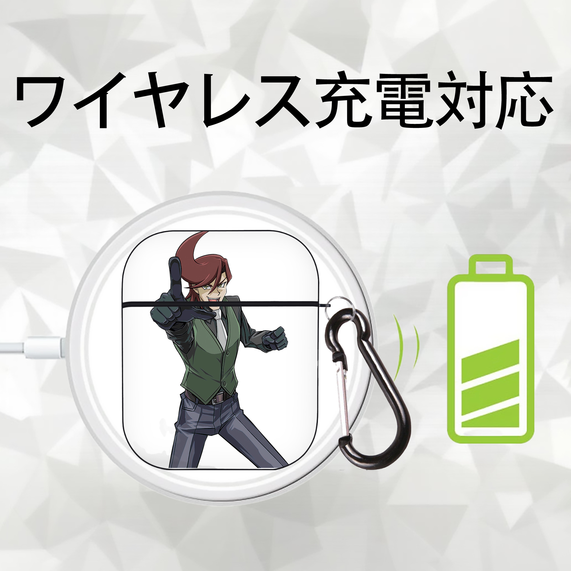 遊☆戯☆王 Yu-Gi-Oh! AirPods 第2世代保護ケース ハードシェル ブラック 耐衝撃・防指紋・カラビナ付き