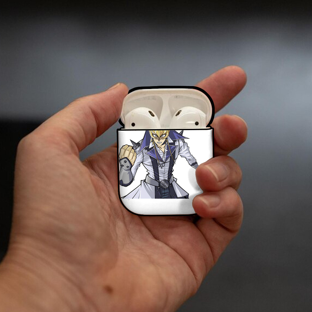 遊☆戯☆王 Yu-Gi-Oh! AirPods 第2世代保護ケース ハードシェル ブラック 耐衝撃・防指紋・カラビナ付き