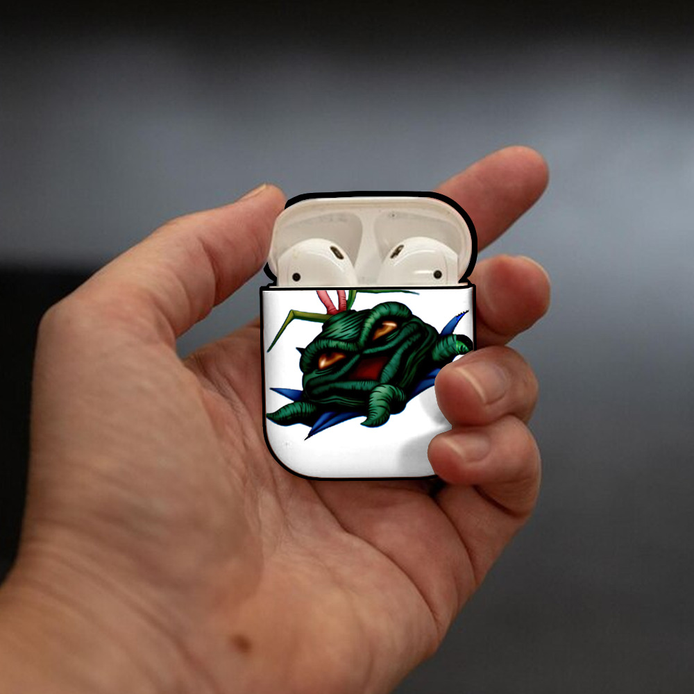 遊☆戯☆王 Yu-Gi-Oh! AirPods 第2世代保護ケース ハードシェル ブラック 耐衝撃・防指紋・カラビナ付き
