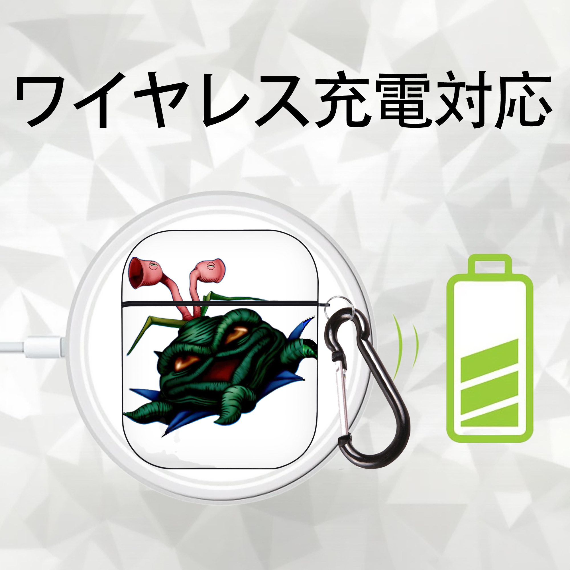 遊☆戯☆王 Yu-Gi-Oh! AirPods 第2世代保護ケース ハードシェル ブラック 耐衝撃・防指紋・カラビナ付き