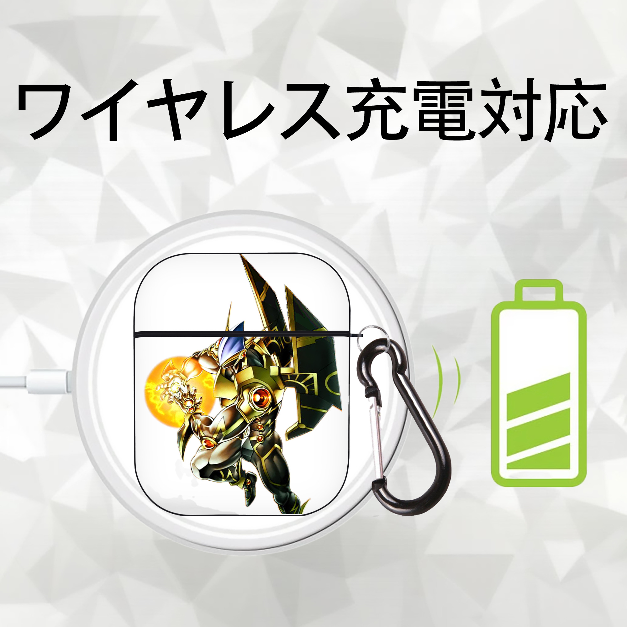 遊☆戯☆王 Yu-Gi-Oh! AirPods 第2世代保護ケース ハードシェル ブラック 耐衝撃・防指紋・カラビナ付き
