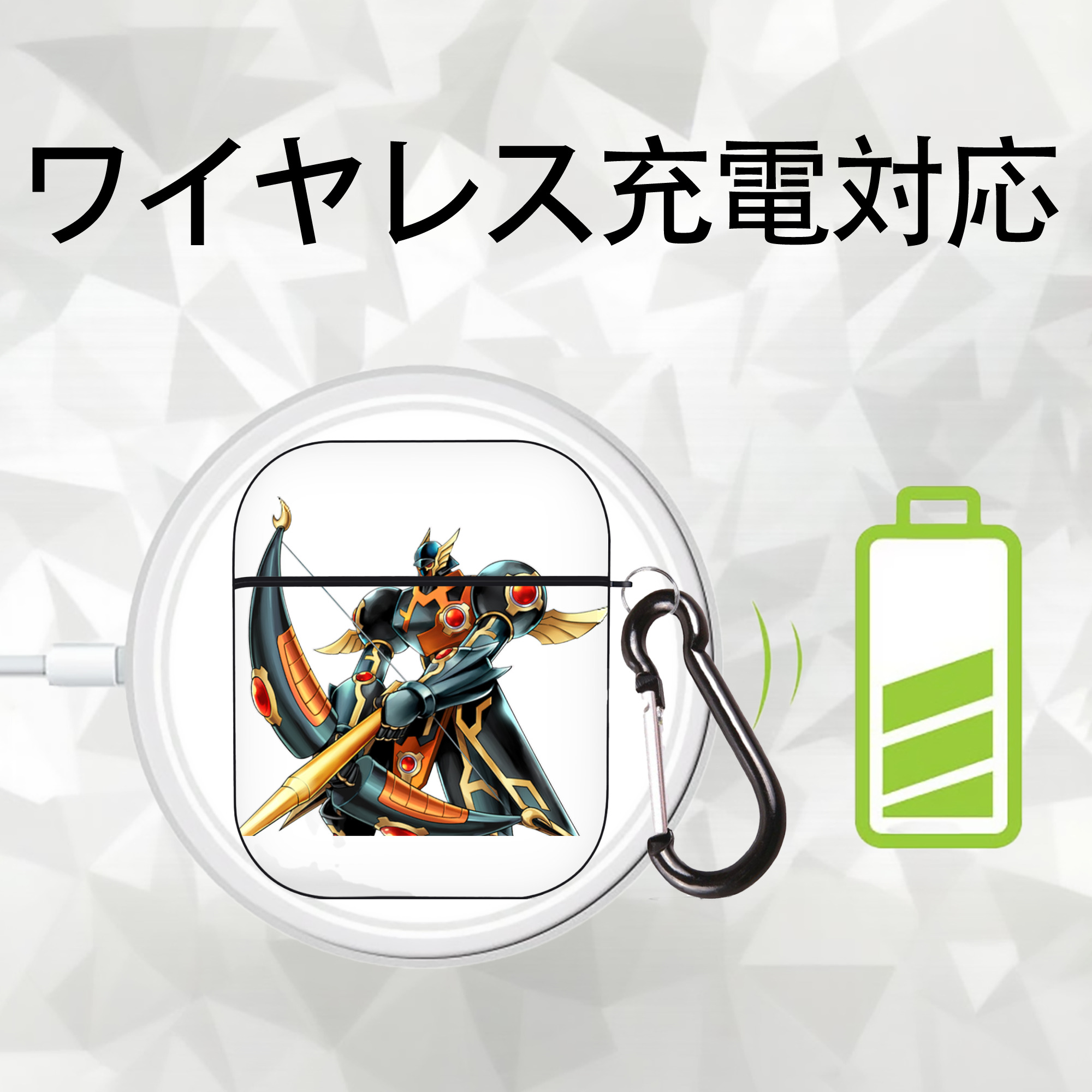 遊☆戯☆王 Yu-Gi-Oh! AirPods 第2世代保護ケース ハードシェル ブラック 耐衝撃・防指紋・カラビナ付き