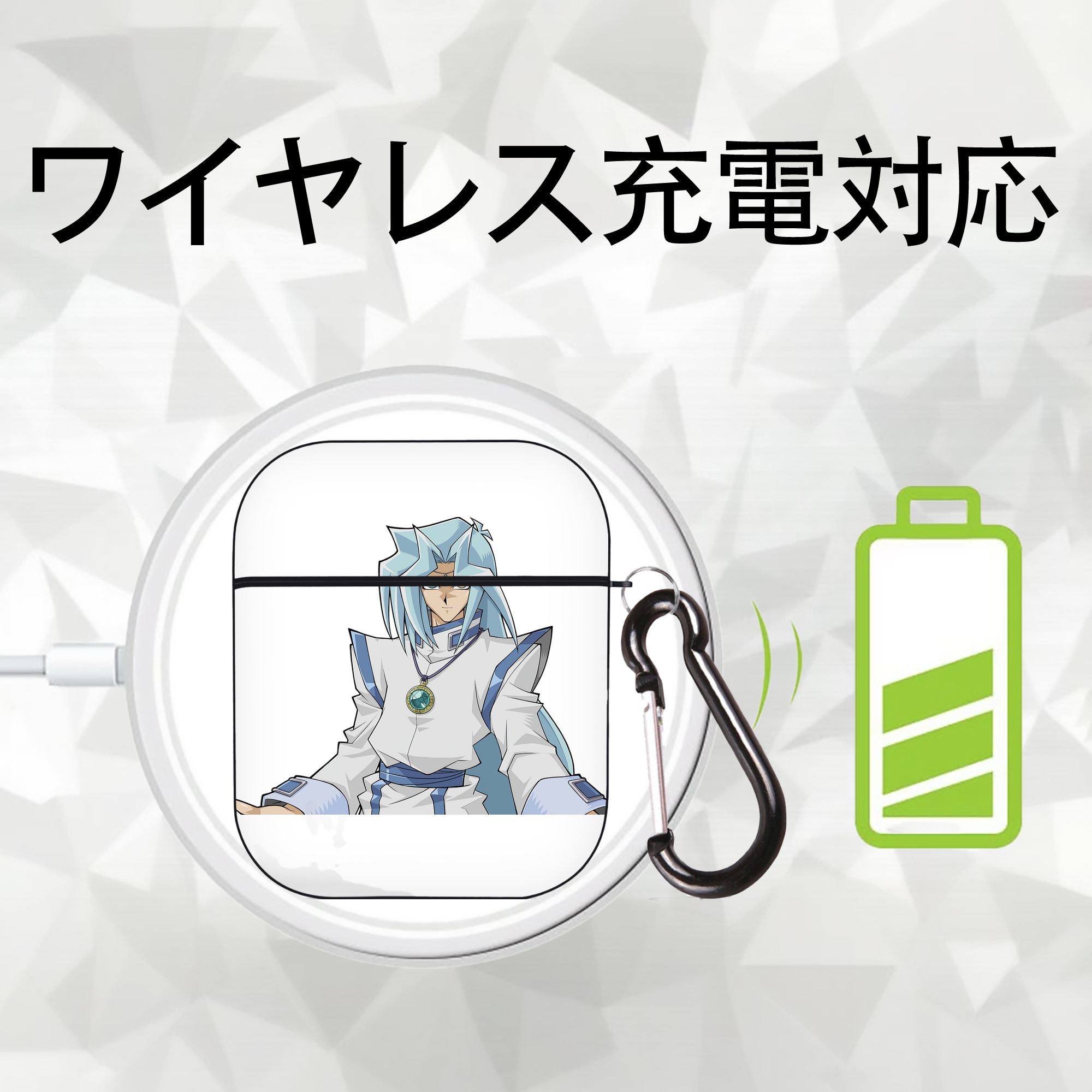 遊☆戯☆王 Yu-Gi-Oh! AirPods 第2世代保護ケース ハードシェル ブラック 耐衝撃・防指紋・カラビナ付き