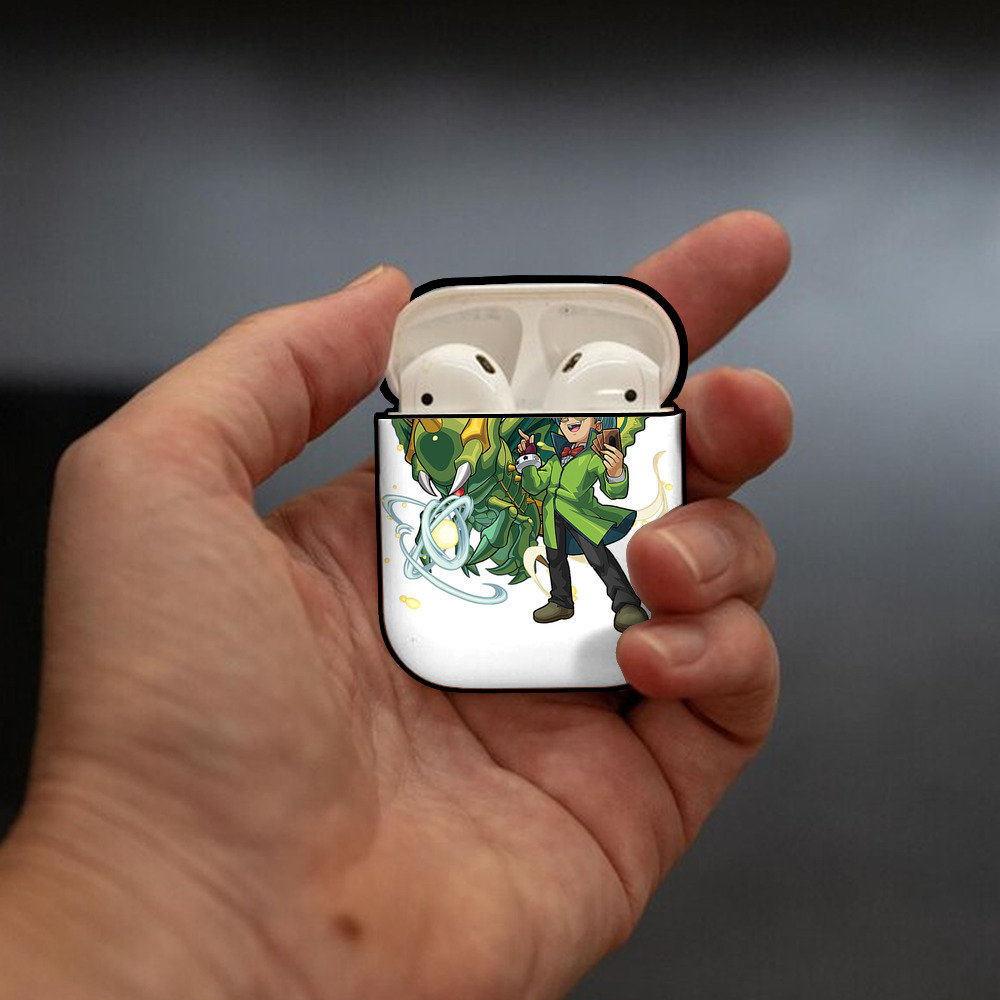 遊☆戯☆王 Yu-Gi-Oh! AirPods 第2世代保護ケース ハードシェル ブラック 耐衝撃・防指紋・カラビナ付き