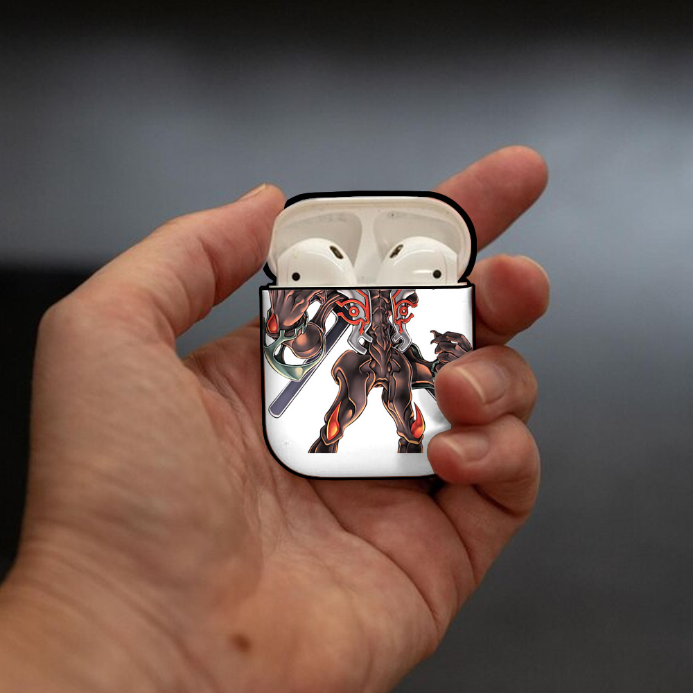 遊☆戯☆王 Yu-Gi-Oh! AirPods 第2世代保護ケース ハードシェル ブラック 耐衝撃・防指紋・カラビナ付き