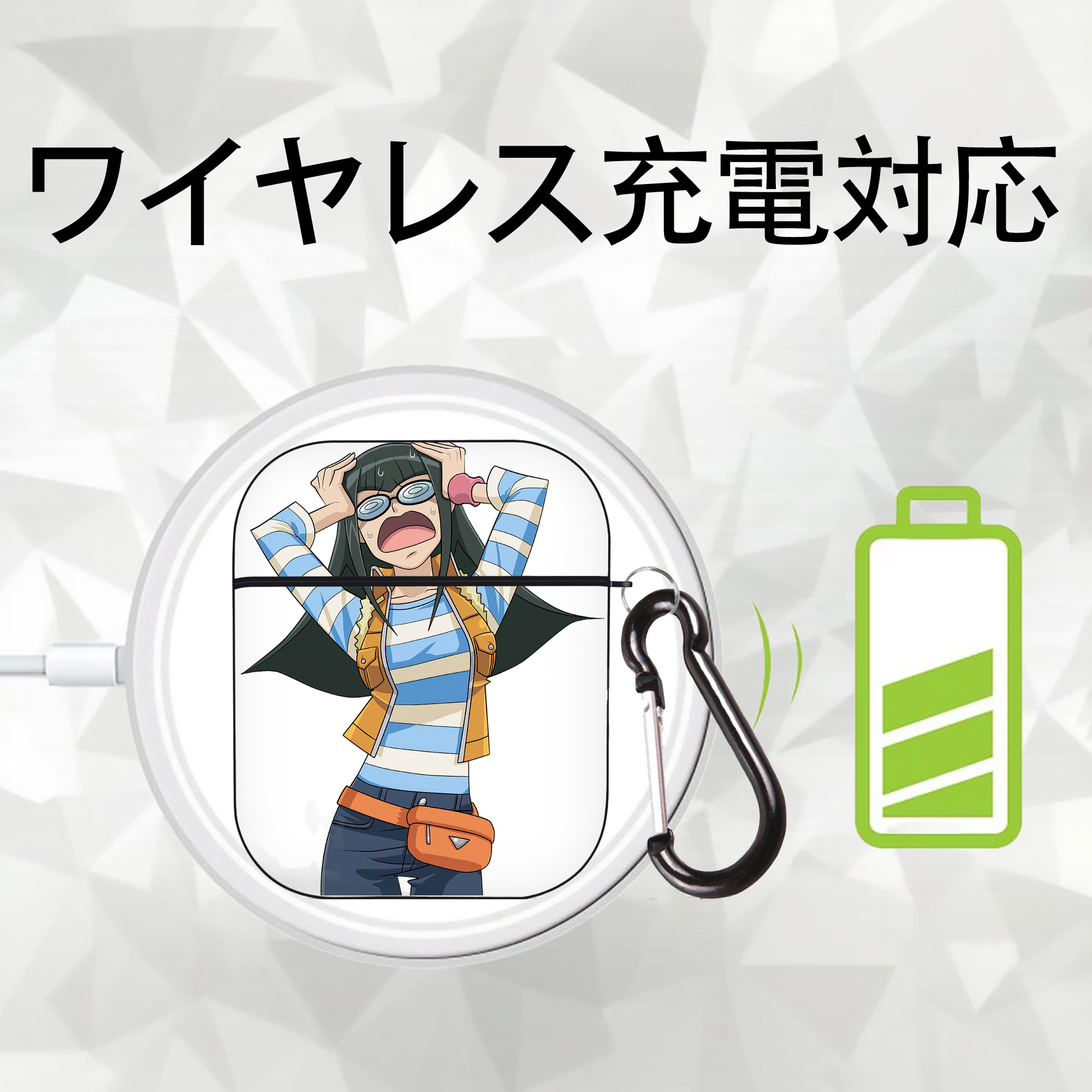 遊☆戯☆王 Yu-Gi-Oh! AirPods 第2世代保護ケース ハードシェル ブラック 耐衝撃・防指紋・カラビナ付き